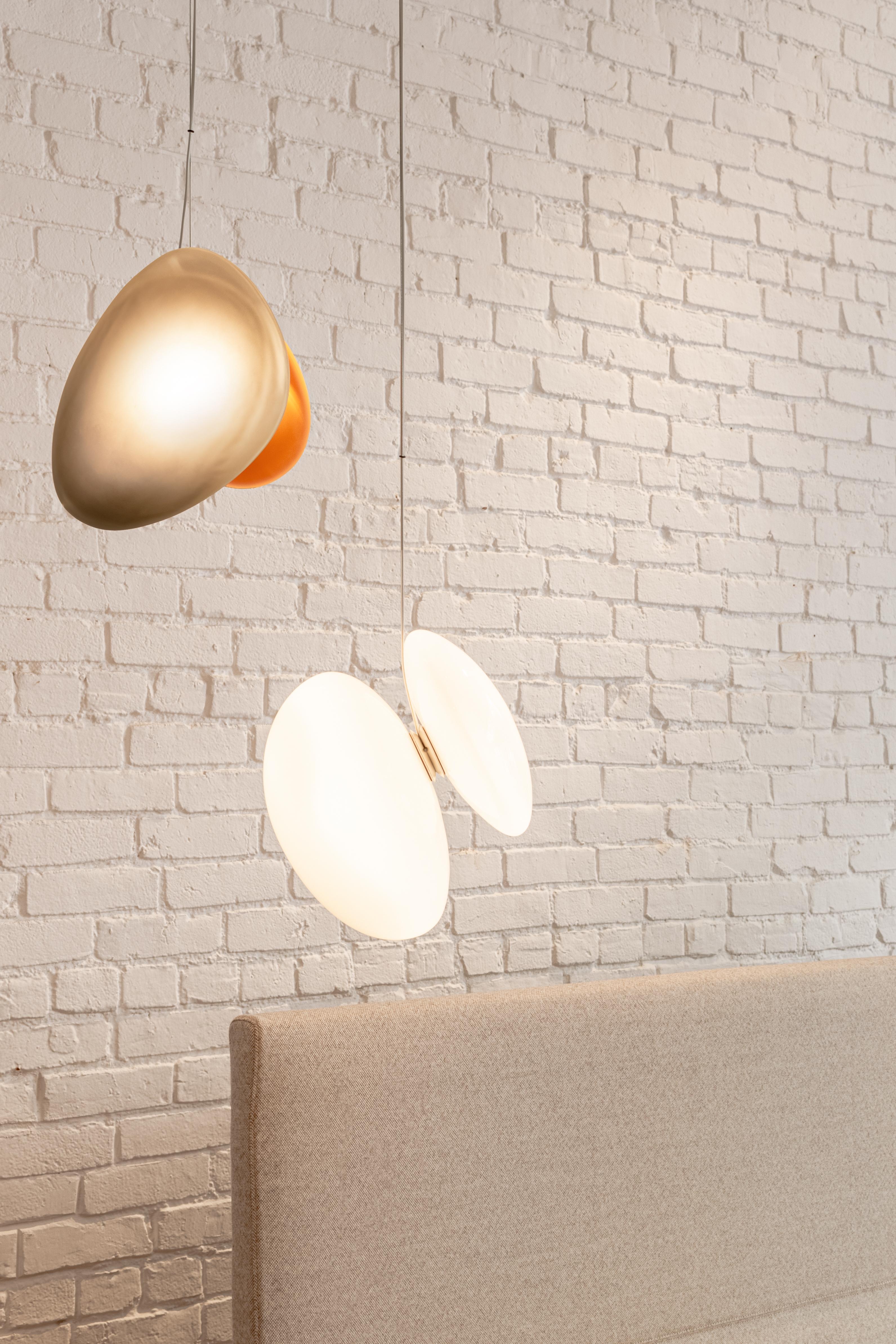Contemporary Pendant Lamp 'Pebble', Grey and Yellow, AC In New Condition For Sale In Paris, FR