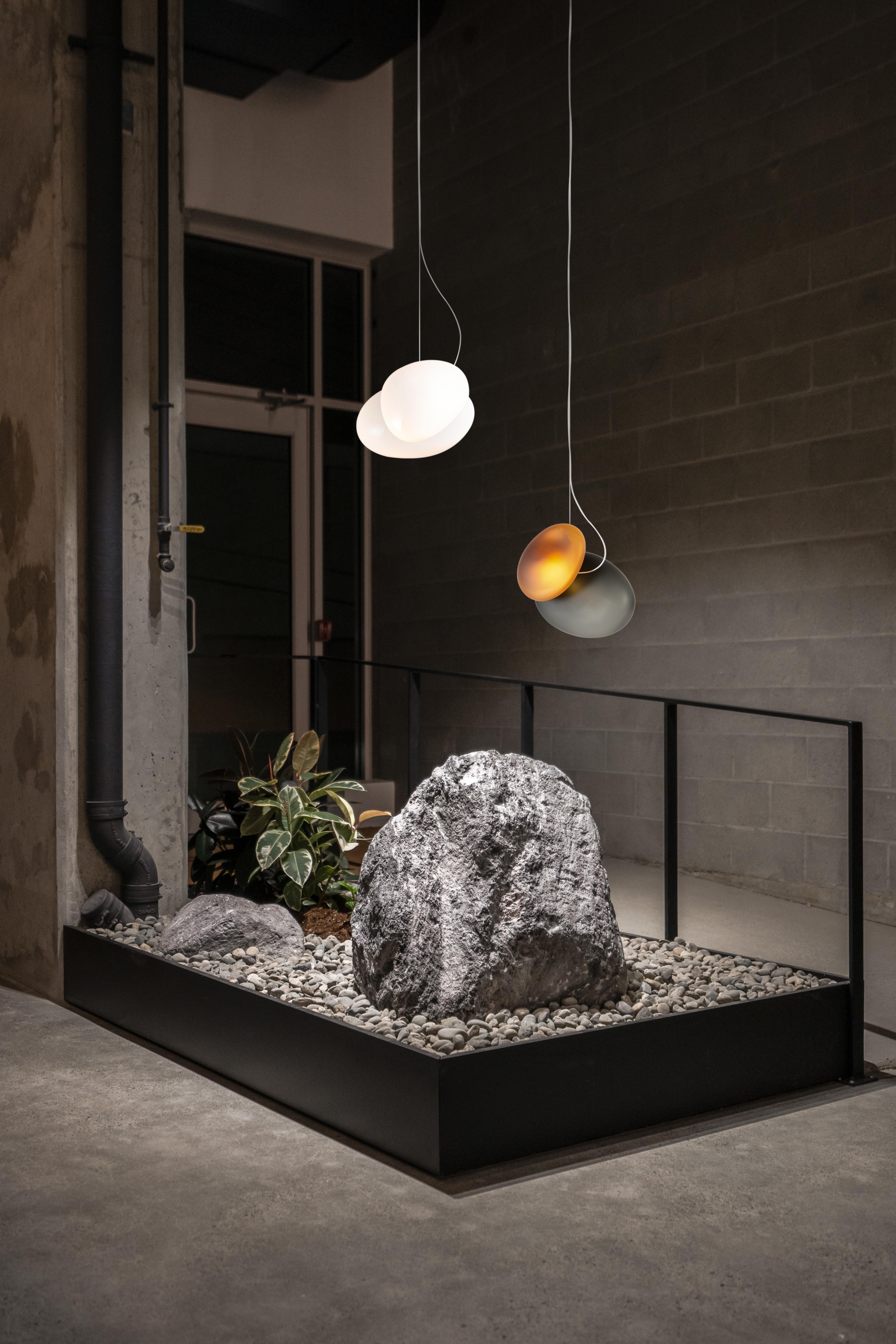 Contemporary Pendant Lamp 'Pebble', Grey and Yellow, AC For Sale 3
