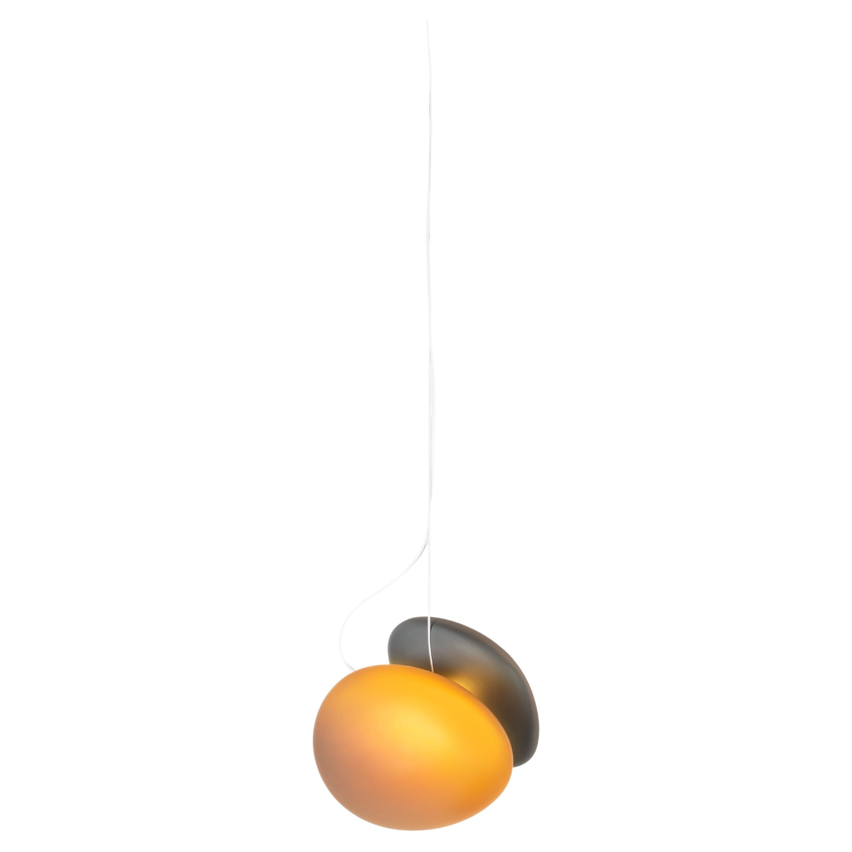 Lampe à suspension contemporaine « Pebble », grise et jaune, AC