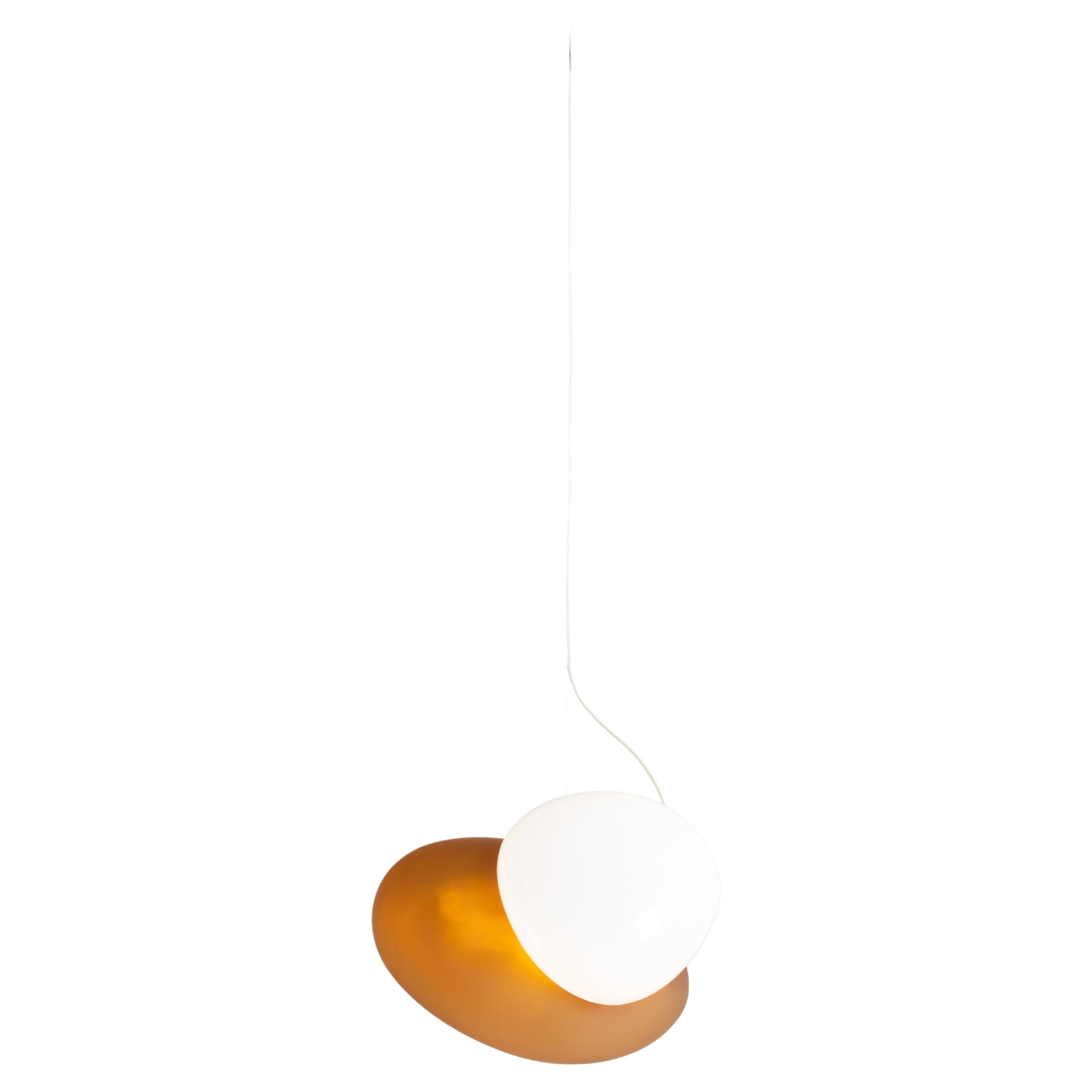 Lampe à suspension contemporaine « Pebble », blanc et jaune, AC