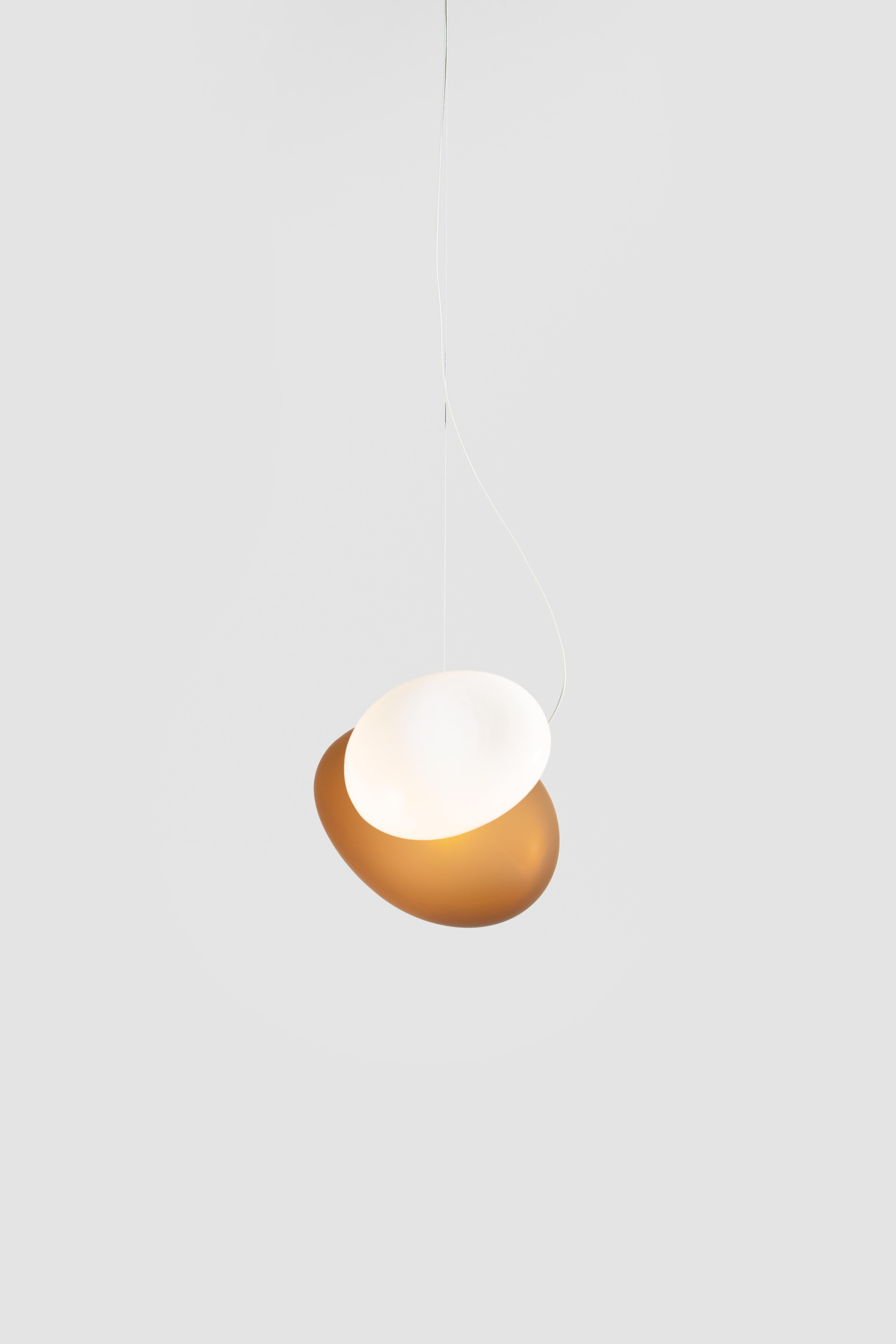 Organic Modern Contemporary Pendant Lamp 'Pebble', Yellow and White, AD For Sale