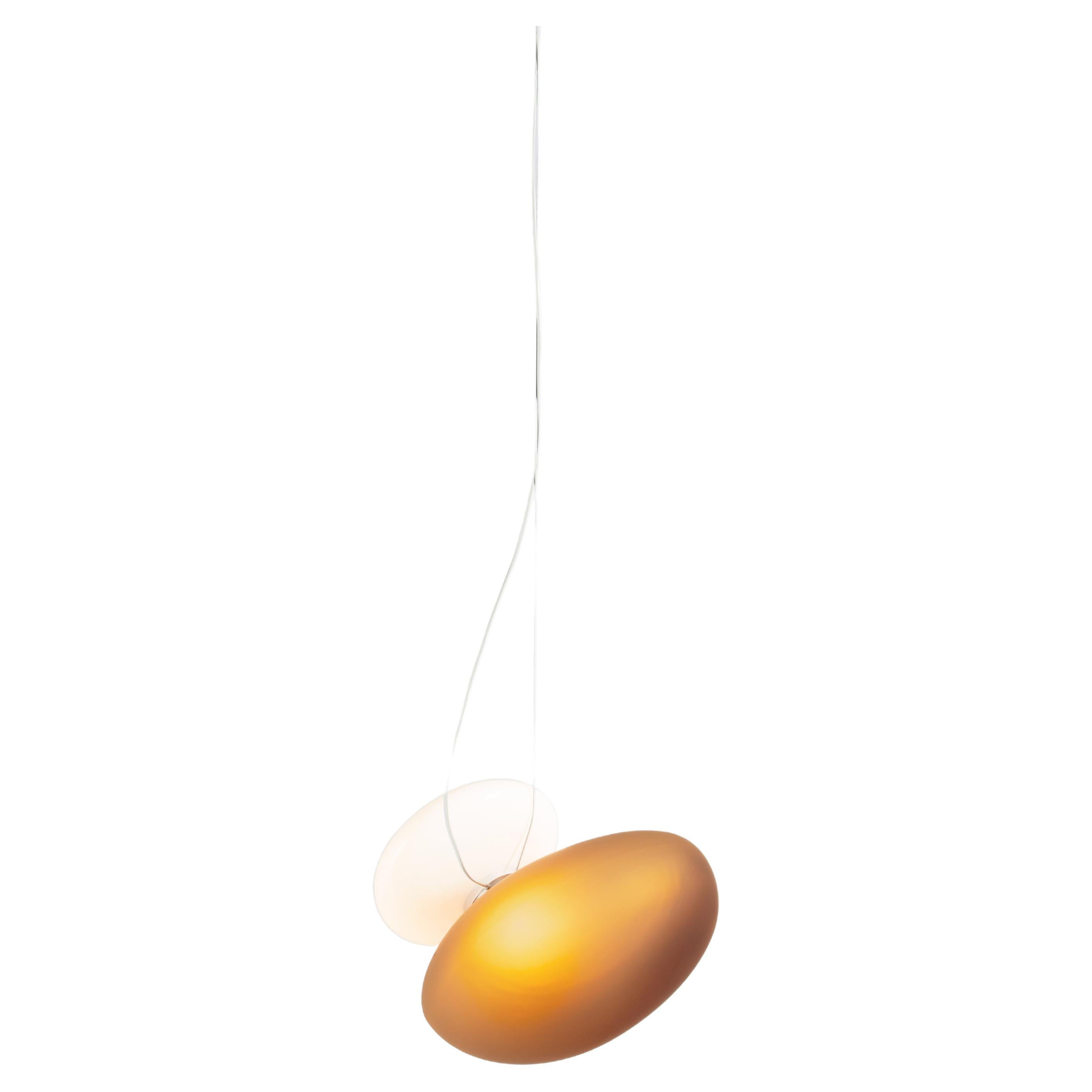 Lampe à suspension contemporaine « Pebble », jaune et blanc, AD