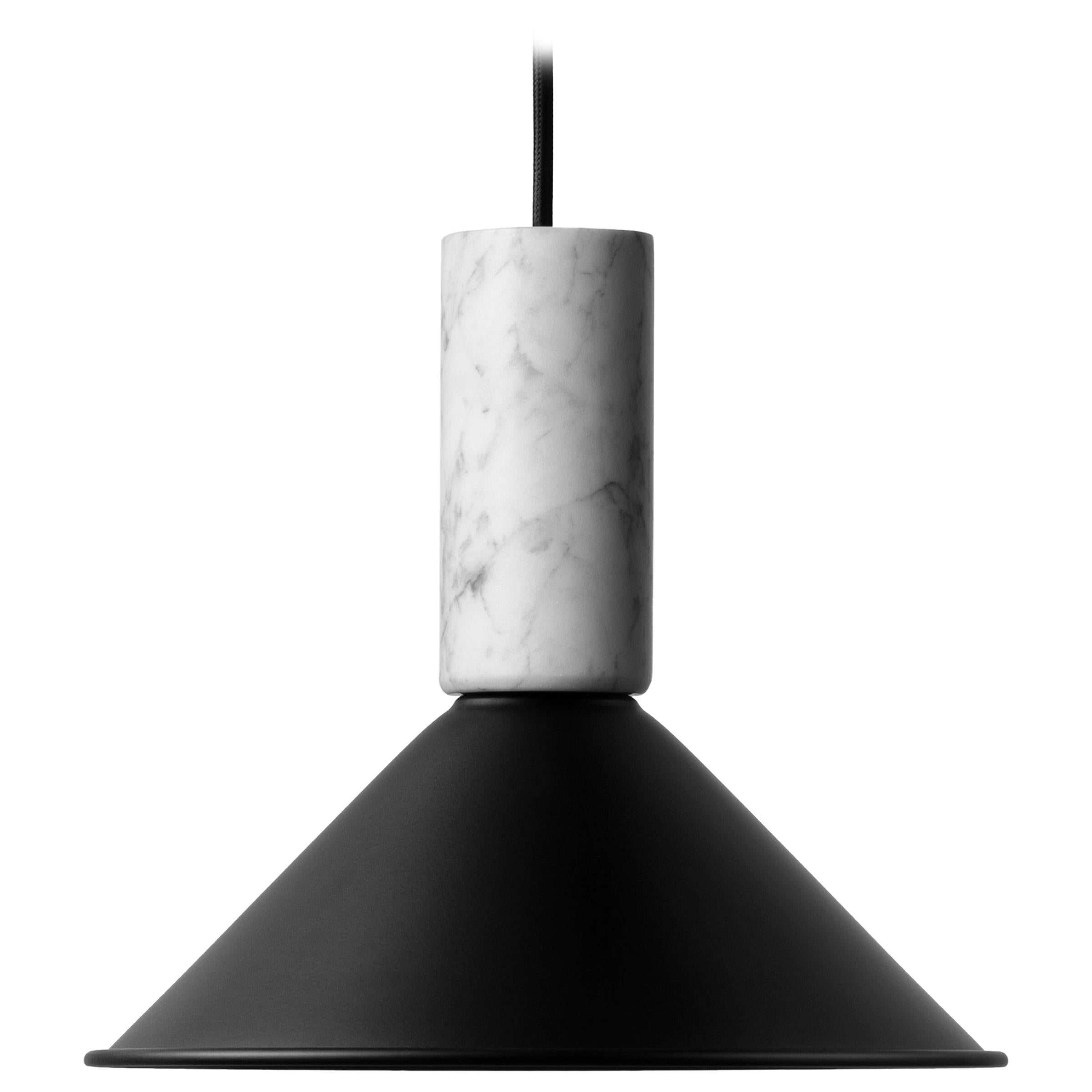 Contemporary Pendant Lamp 'R' in White Marble 'Medium' For Sale