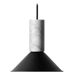 Contemporary Pendant Lamp 'R' in White Marble 'Small'