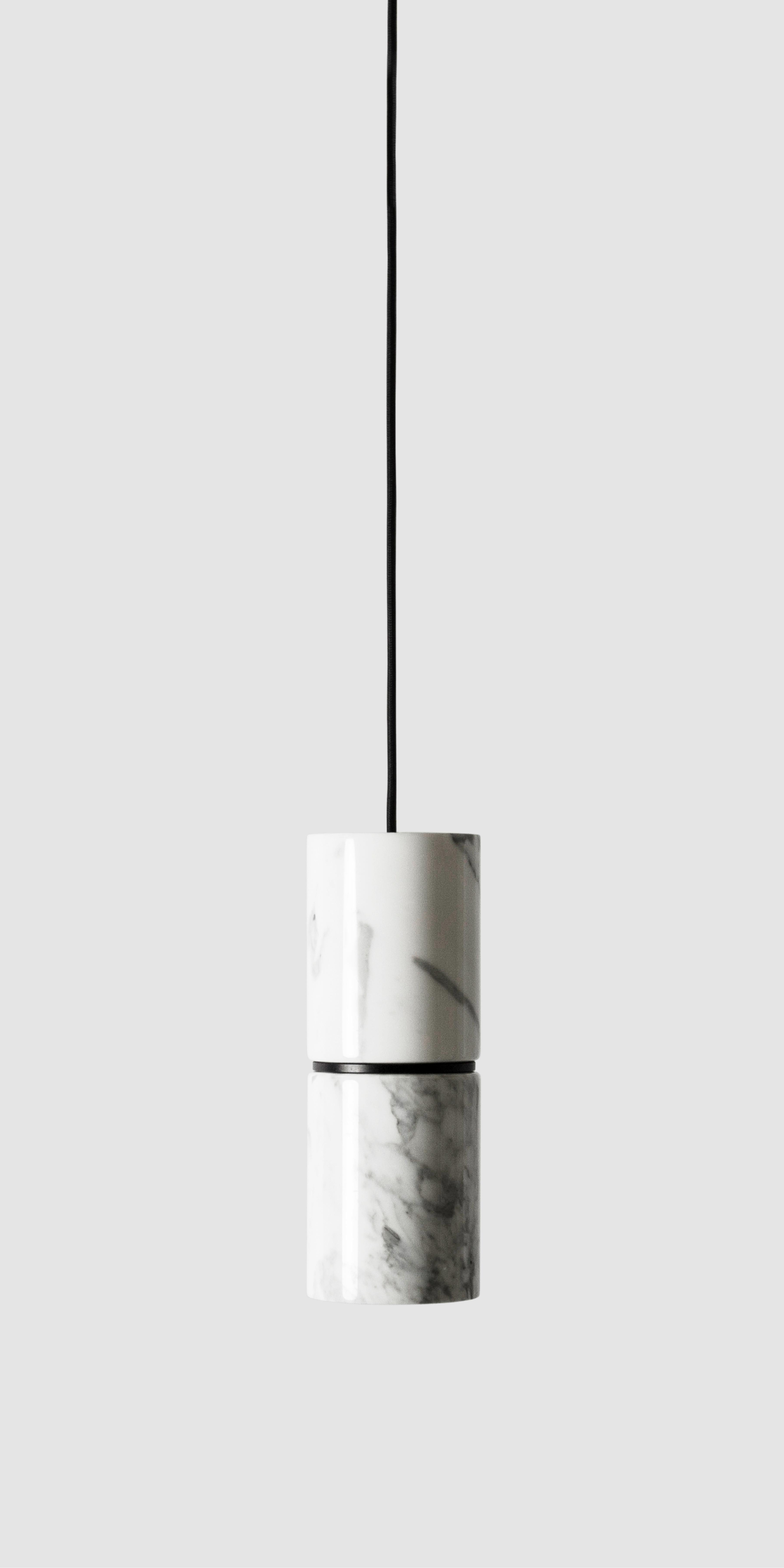 Contemporary Pendant Lamp 'RI' in White Marble 'Alu Finish' For Sale 5