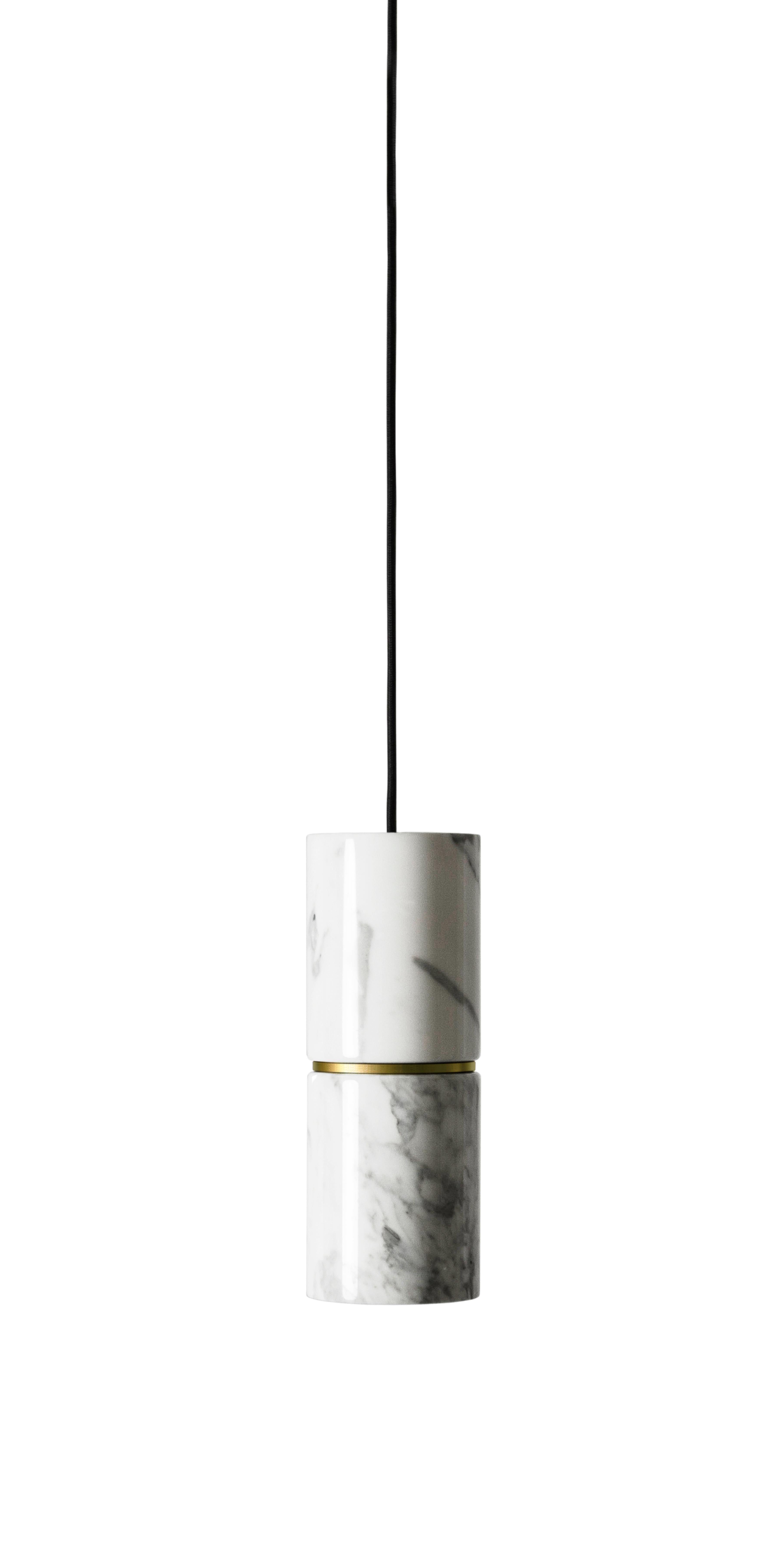 Industrial Contemporary Pendant Lamp 'RI' in White Marble 'Alu Finish' For Sale