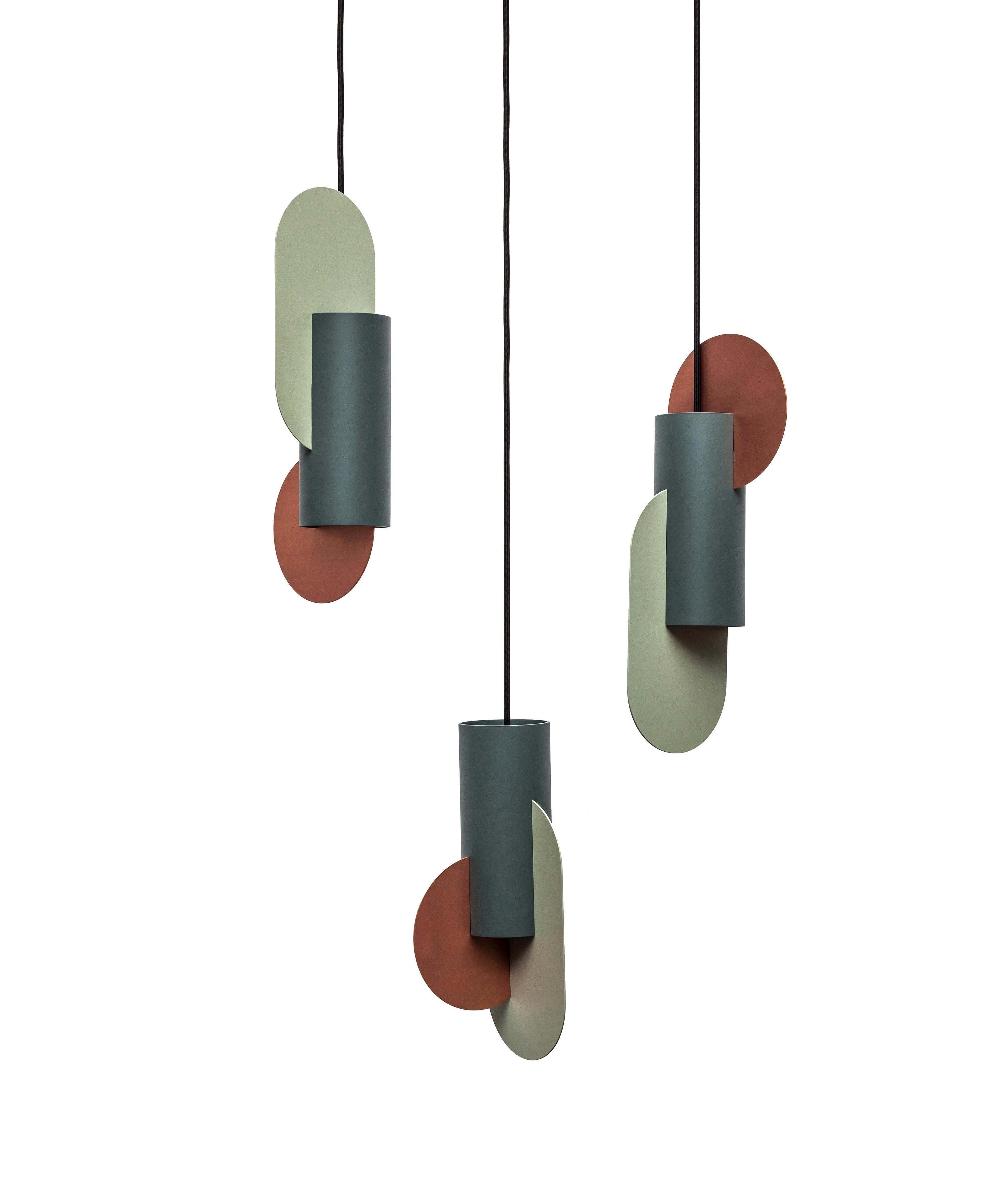 Organic Modern Contemporary Pendant Lamp 'Suprematic One CS1' by NOOM, Green shades For Sale