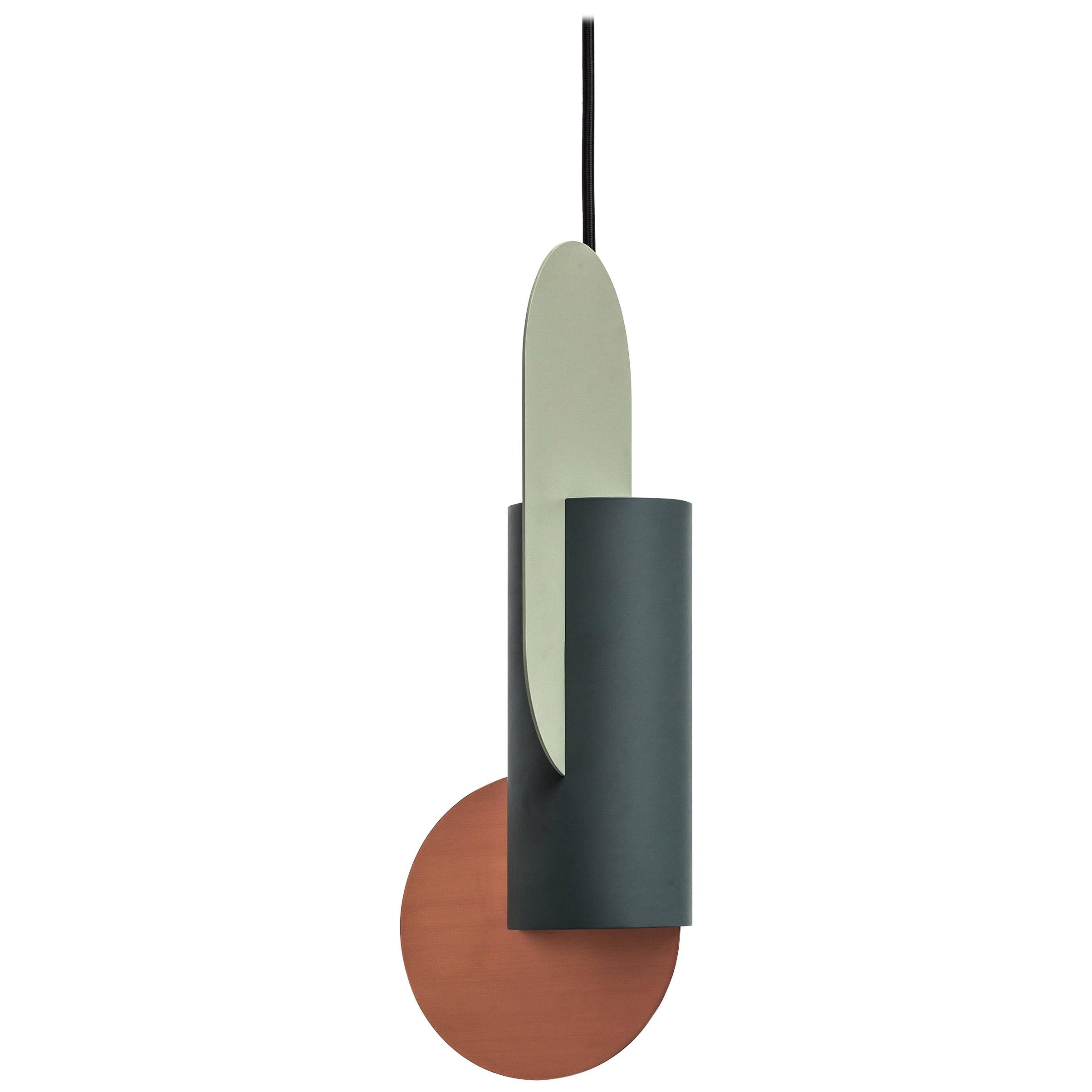 Contemporary Pendant Lamp Suprematic One CS1 by NOOM in Copper and Painted Steel