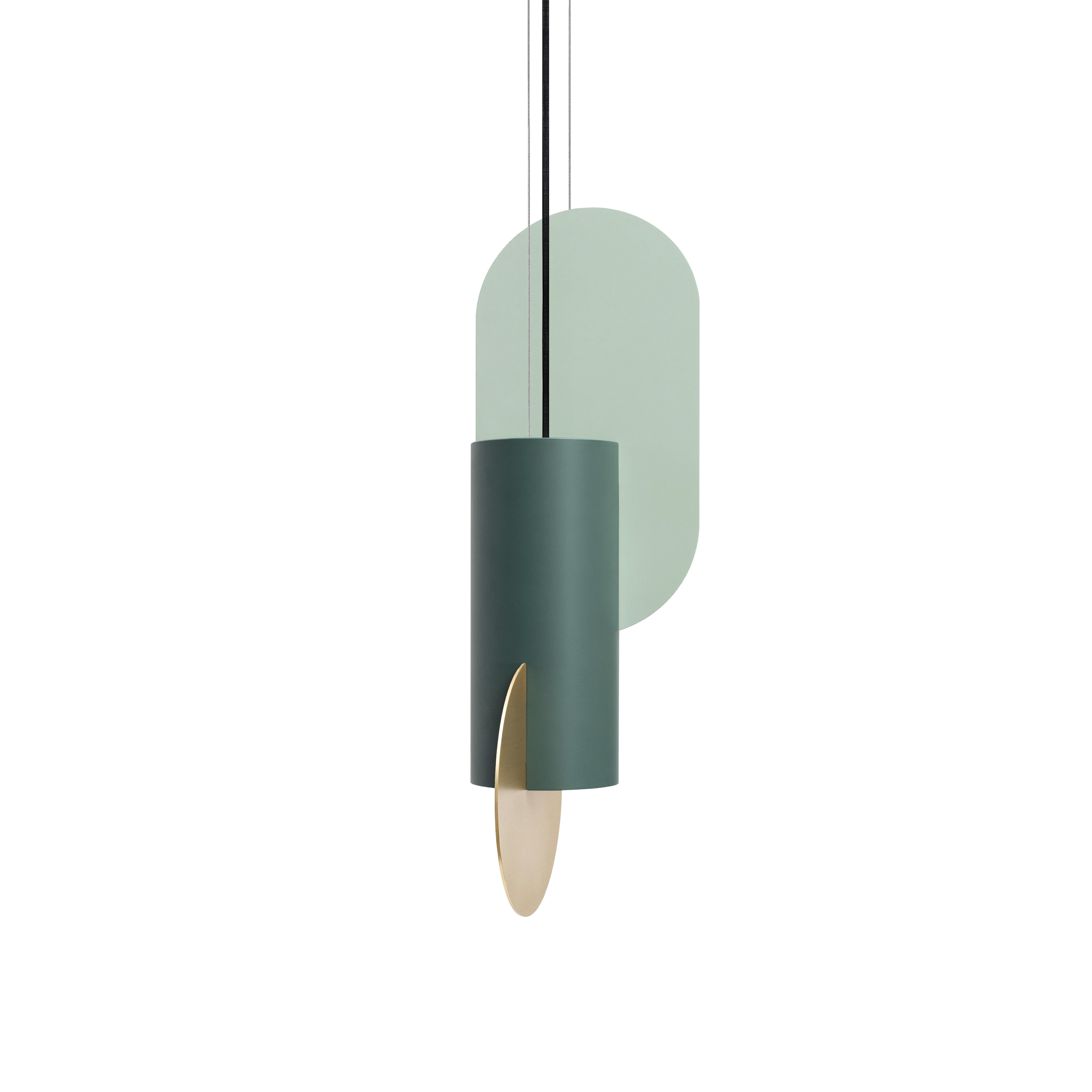 Modern Contemporary Pendant Lamp Suprematic One CS5 by NOOM in Brass and Painted Steel For Sale