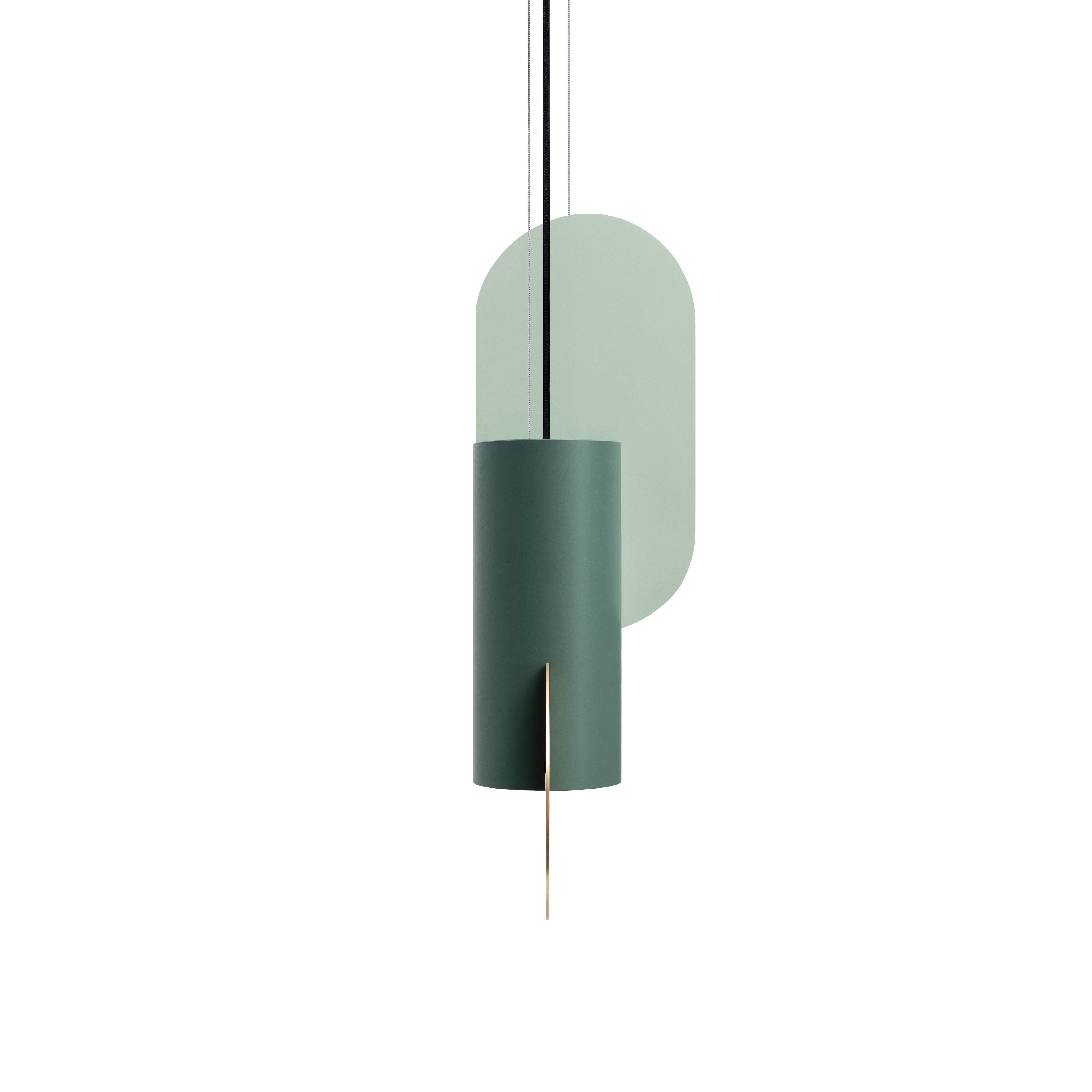 Ukrainian Contemporary Pendant Lamp Suprematic One CS5 by NOOM in Brass and Painted Steel