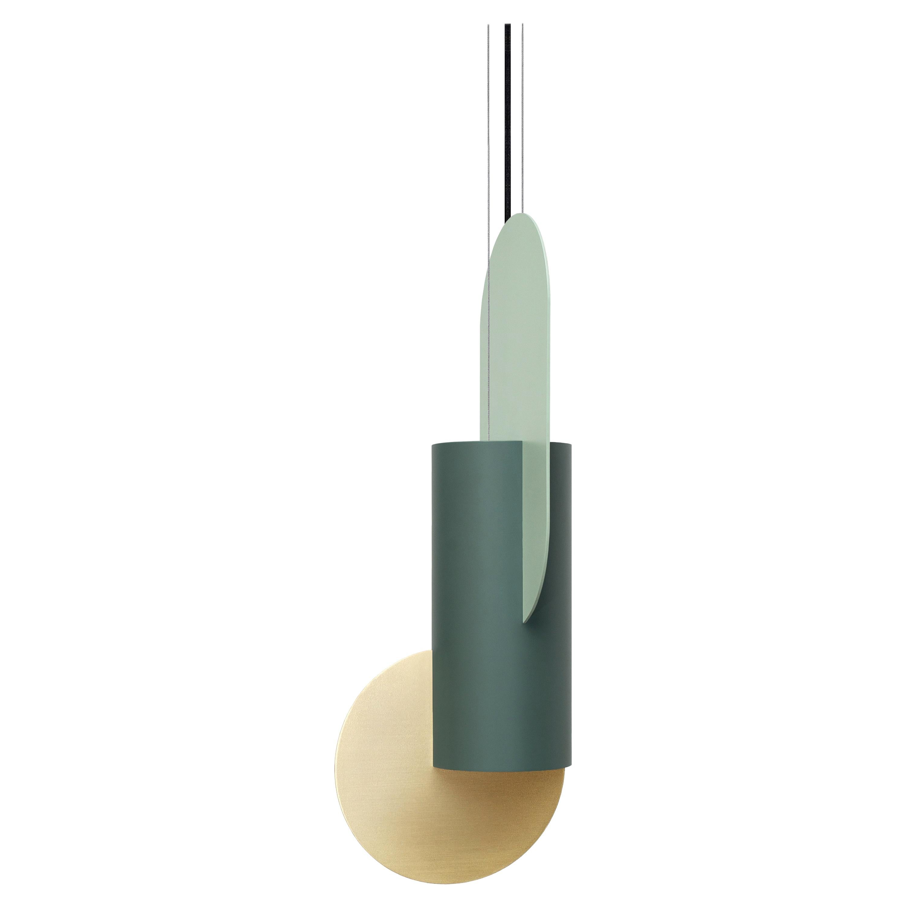 Contemporary Pendant Lamp Suprematic One CS5 by NOOM in Brass and Painted Steel For Sale