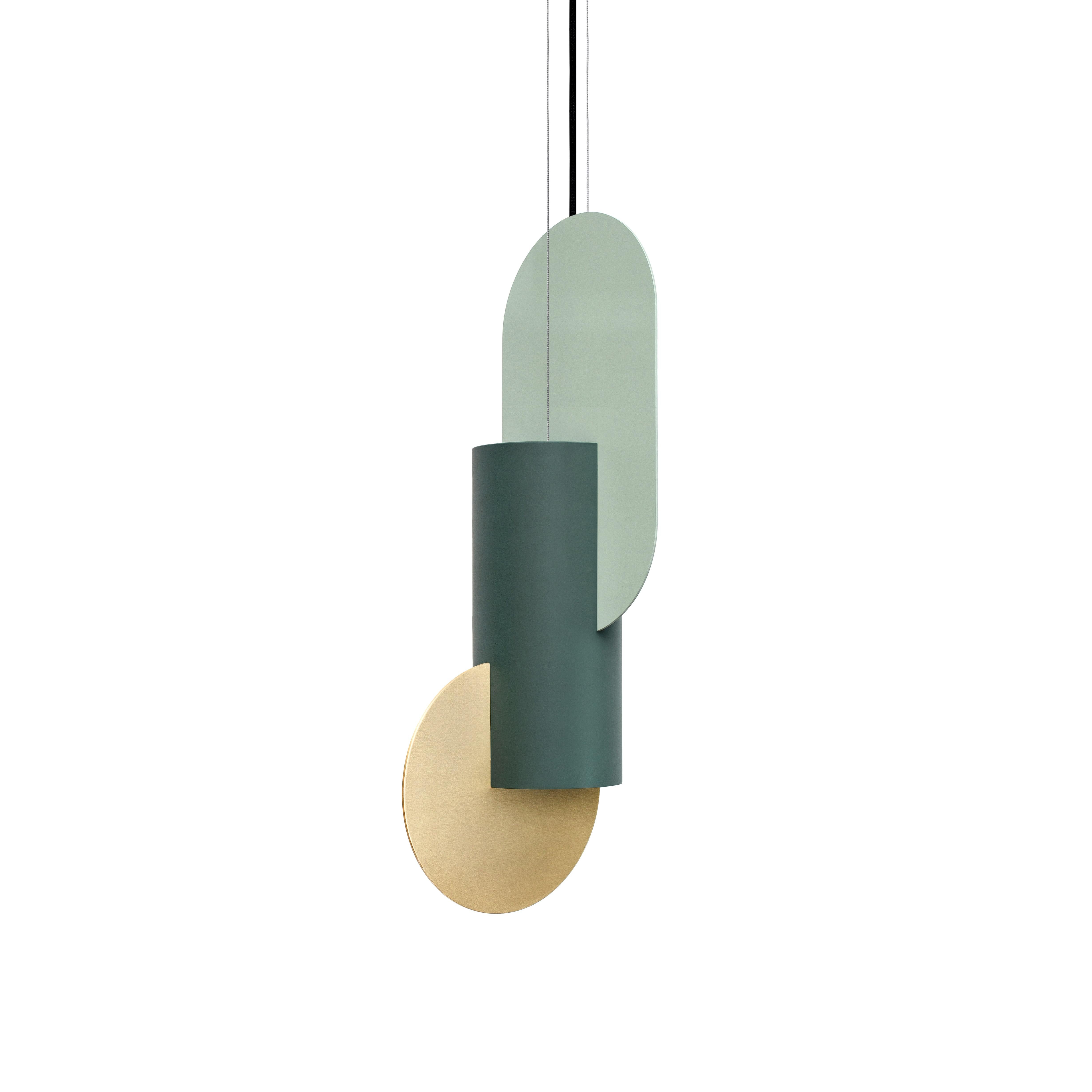 XXI secolo e contemporaneo Lampada a sospensione contemporanea Suprematic One CS6 di NOOM in ottone e acciaio verniciato in vendita