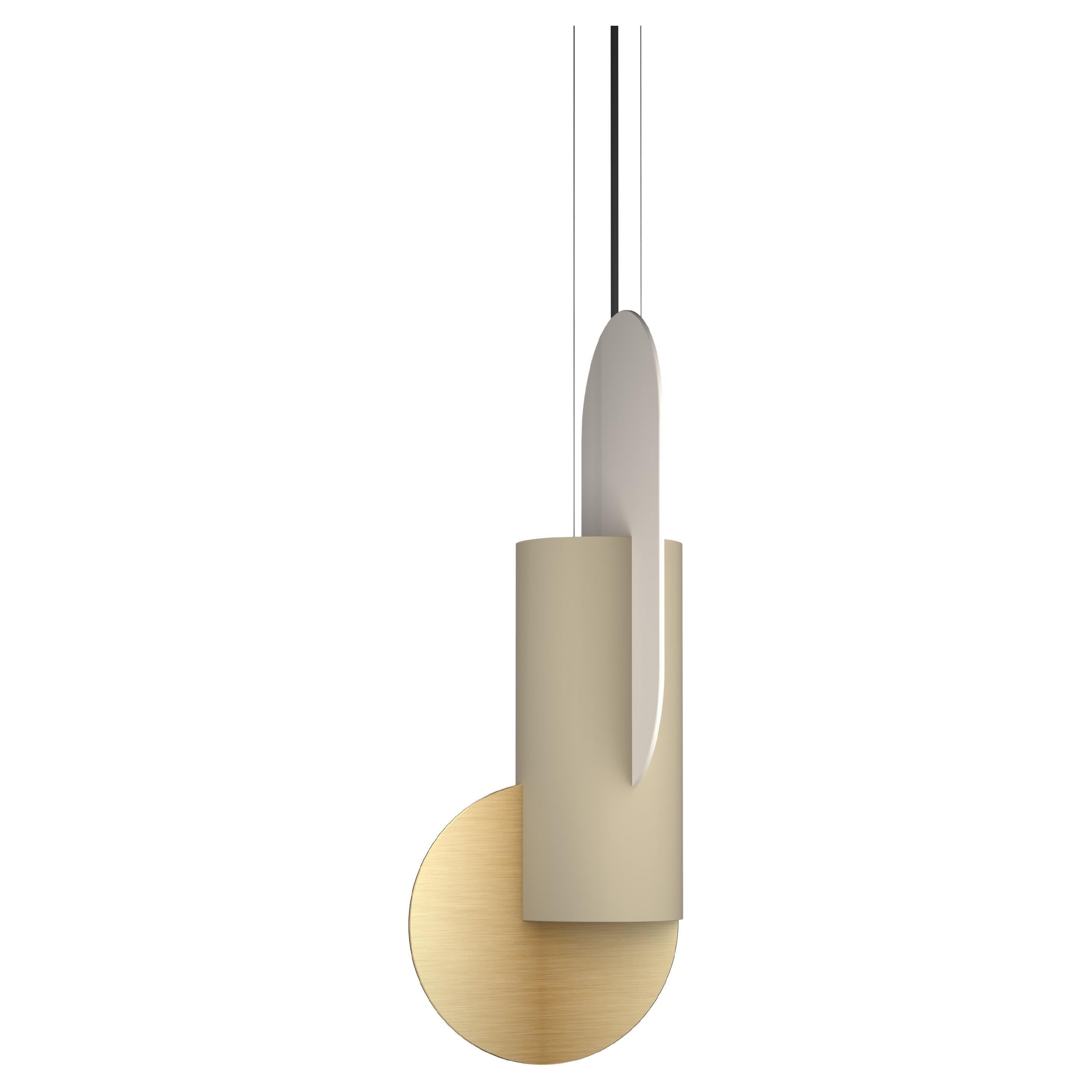 Lampada a sospensione contemporanea Suprematic One CS6 di NOOM in ottone e acciaio verniciato