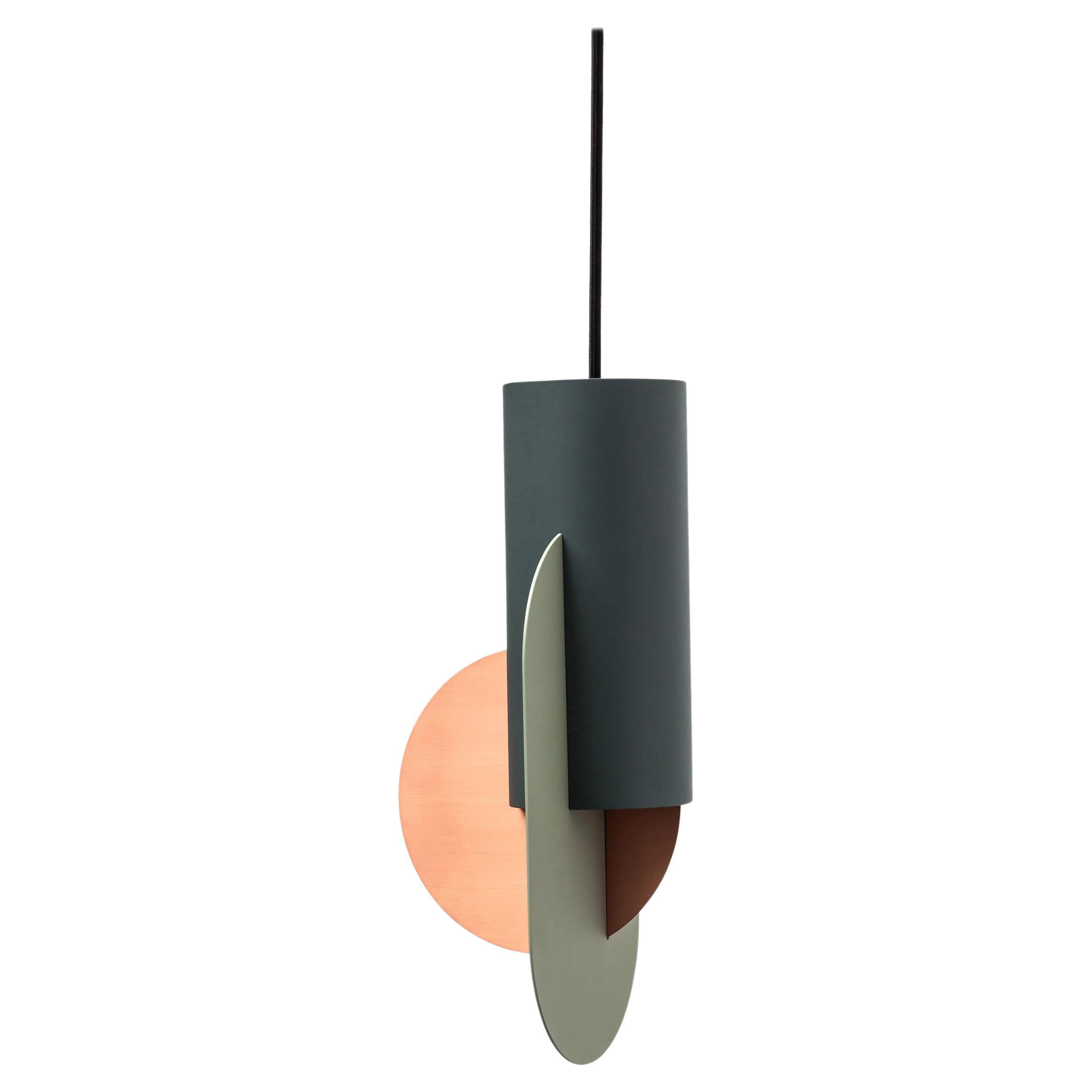 Contemporary Pendant Lamp 'Suprematic Three CS1' by NOOM, Green Shades For Sale
