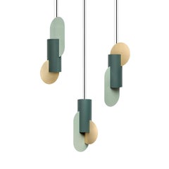 Suprematic Pendant Lamp Three CS5 - Minimalist in Brass & Painted Steel by NOOM