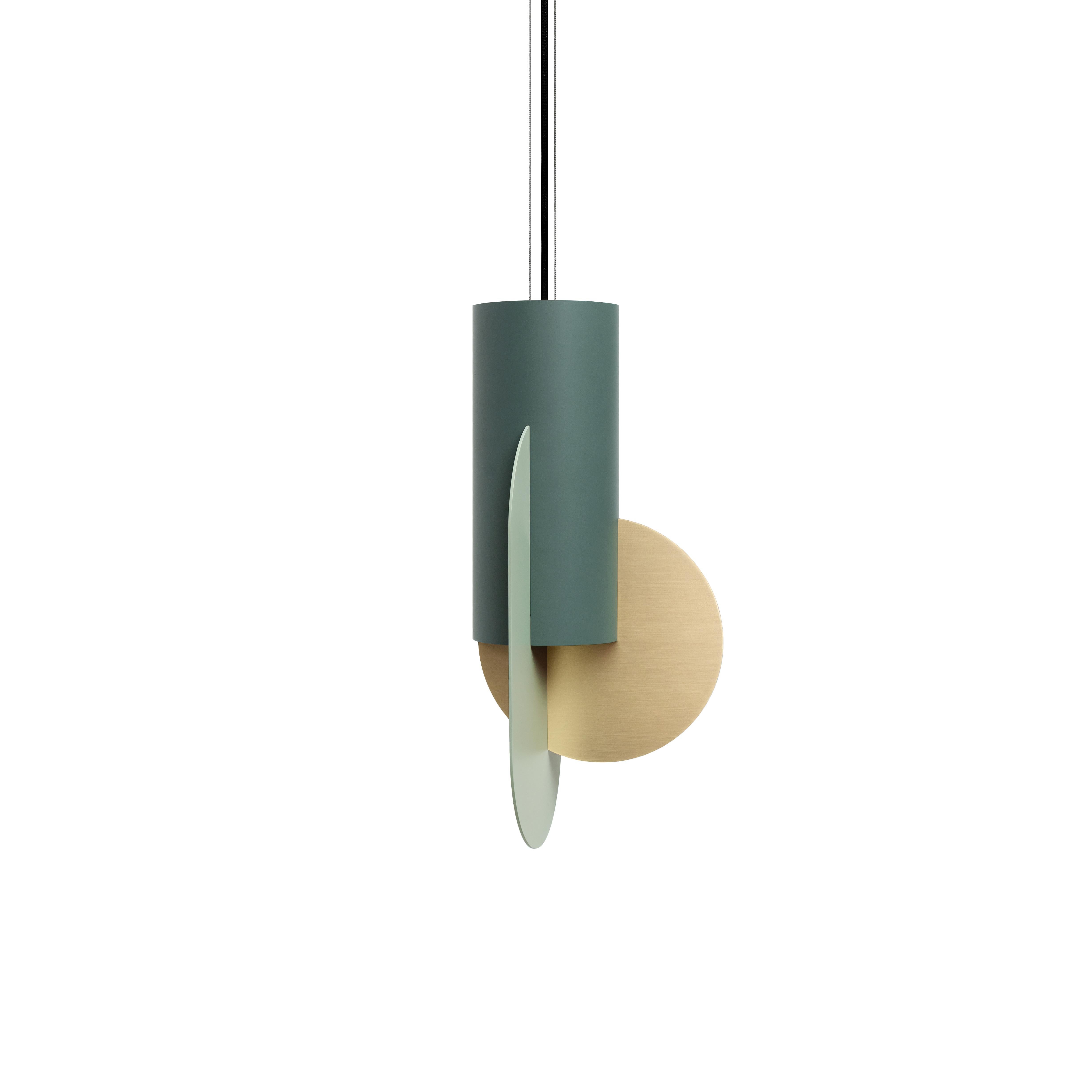 Modern Contemporary Pendant Lamp Suprematic Three CS5 by NOOM in Brass, Painted Steel