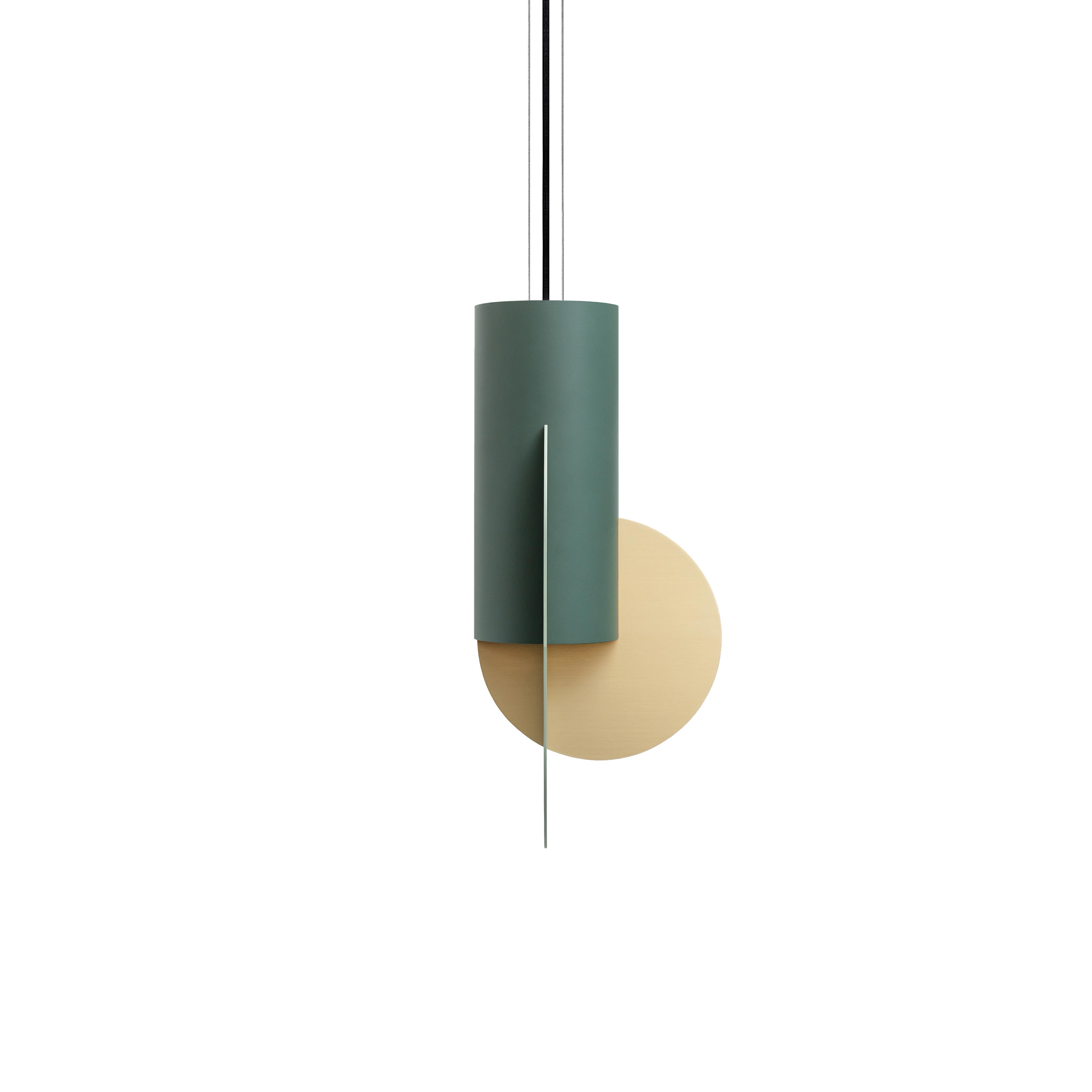 Ukrainian Contemporary Pendant Lamp Suprematic Three CS5 by NOOM in Brass, Painted Steel