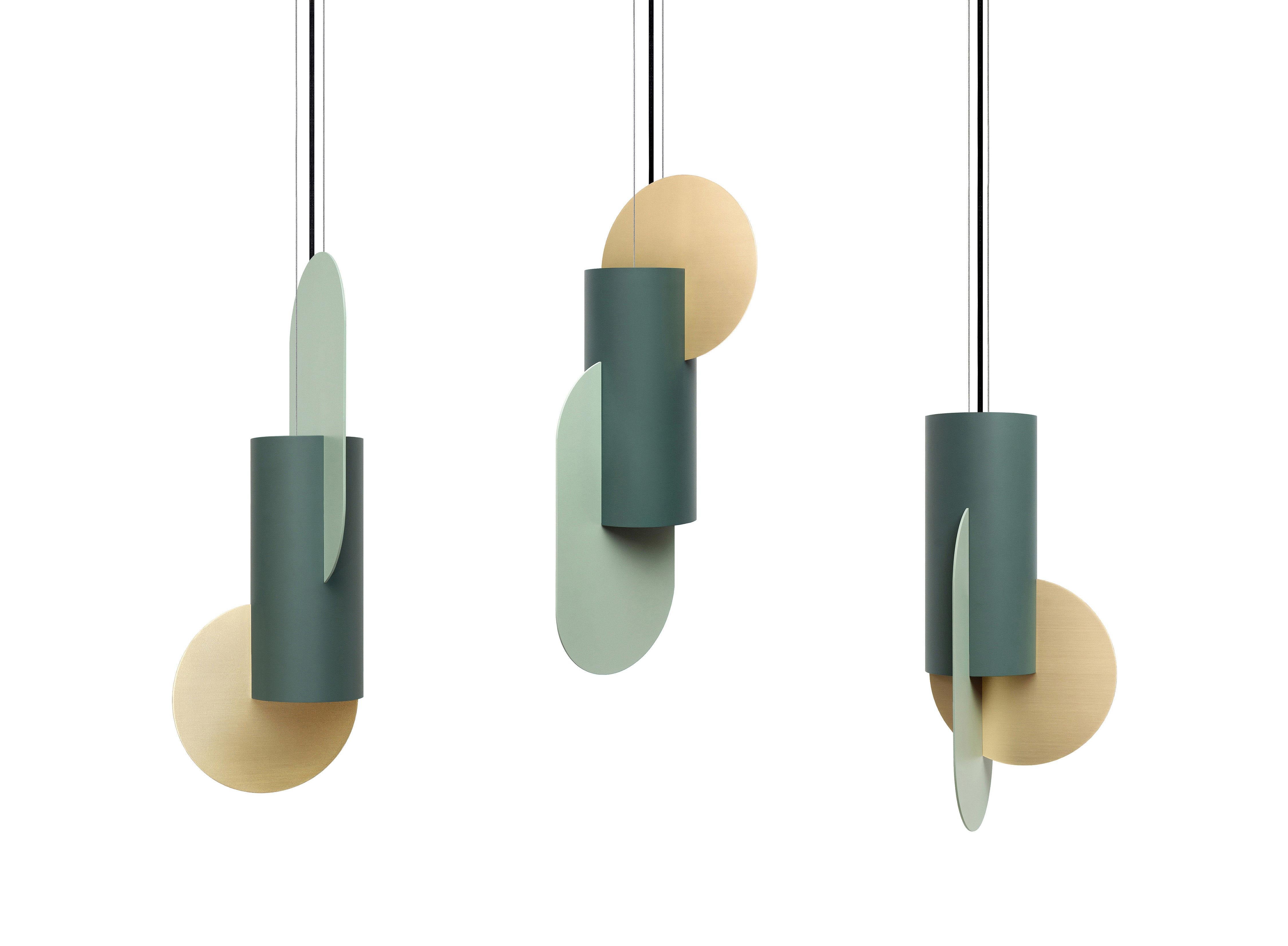 Contemporary Pendant Lamp Suprematic Three CS5 by NOOM in Brass, Painted Steel In New Condition In Paris, FR