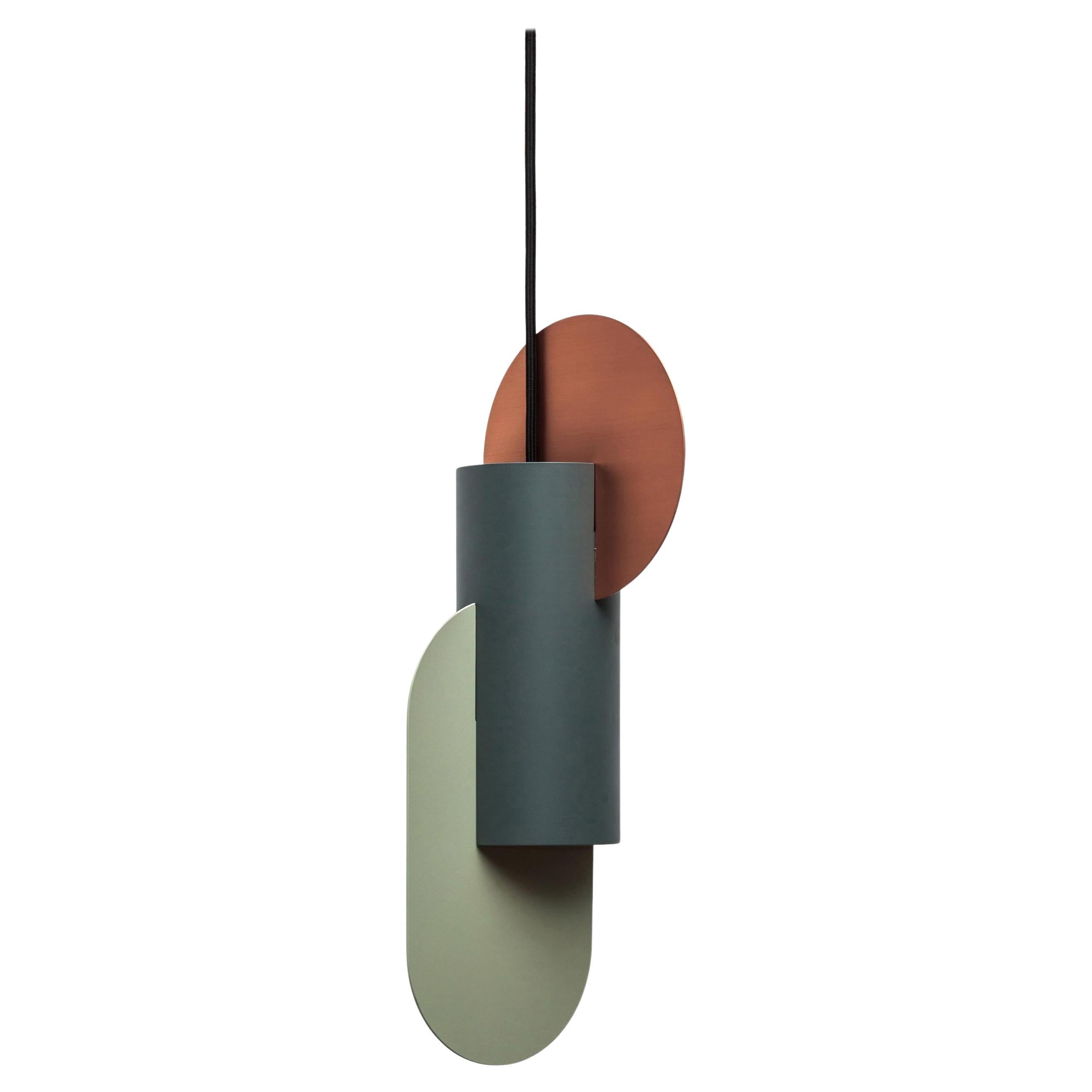 Lampe suspendue contemporaine 'Suprematic Two CS1' par NOOM, abat-jour vert en vente