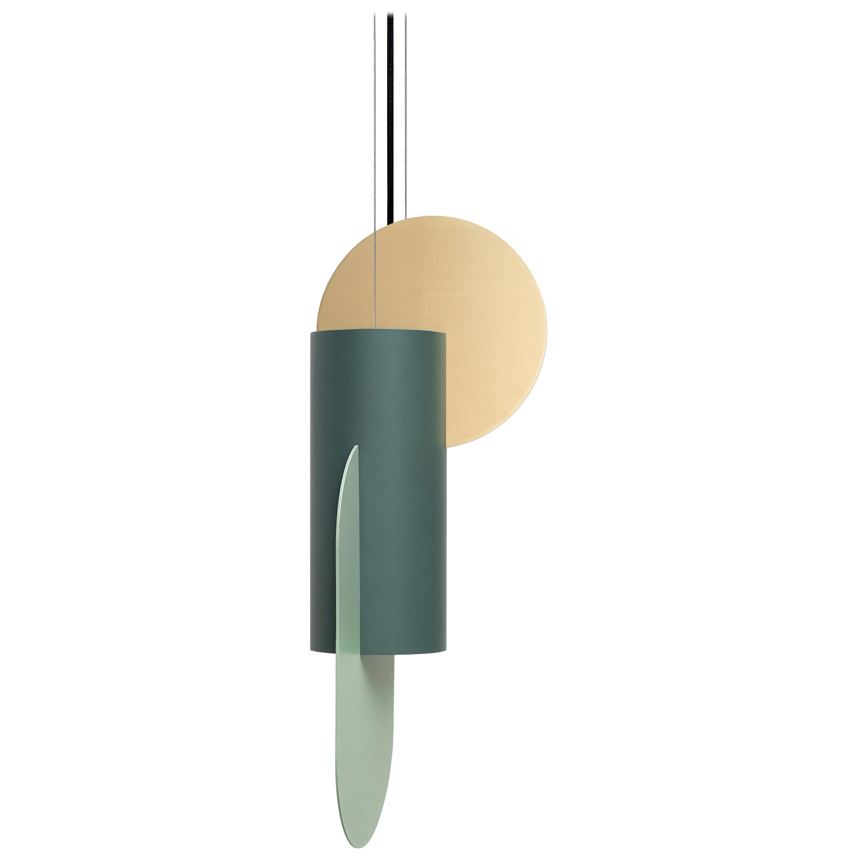 Contemporary Pendant Lamp Suprematic Two CS5 by NOOM in Brass and Painted Steel