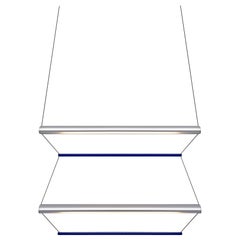 Contemporary Pendant Lamp 'Tier 2', 100, Vertical, Silver and Sapphire by AND