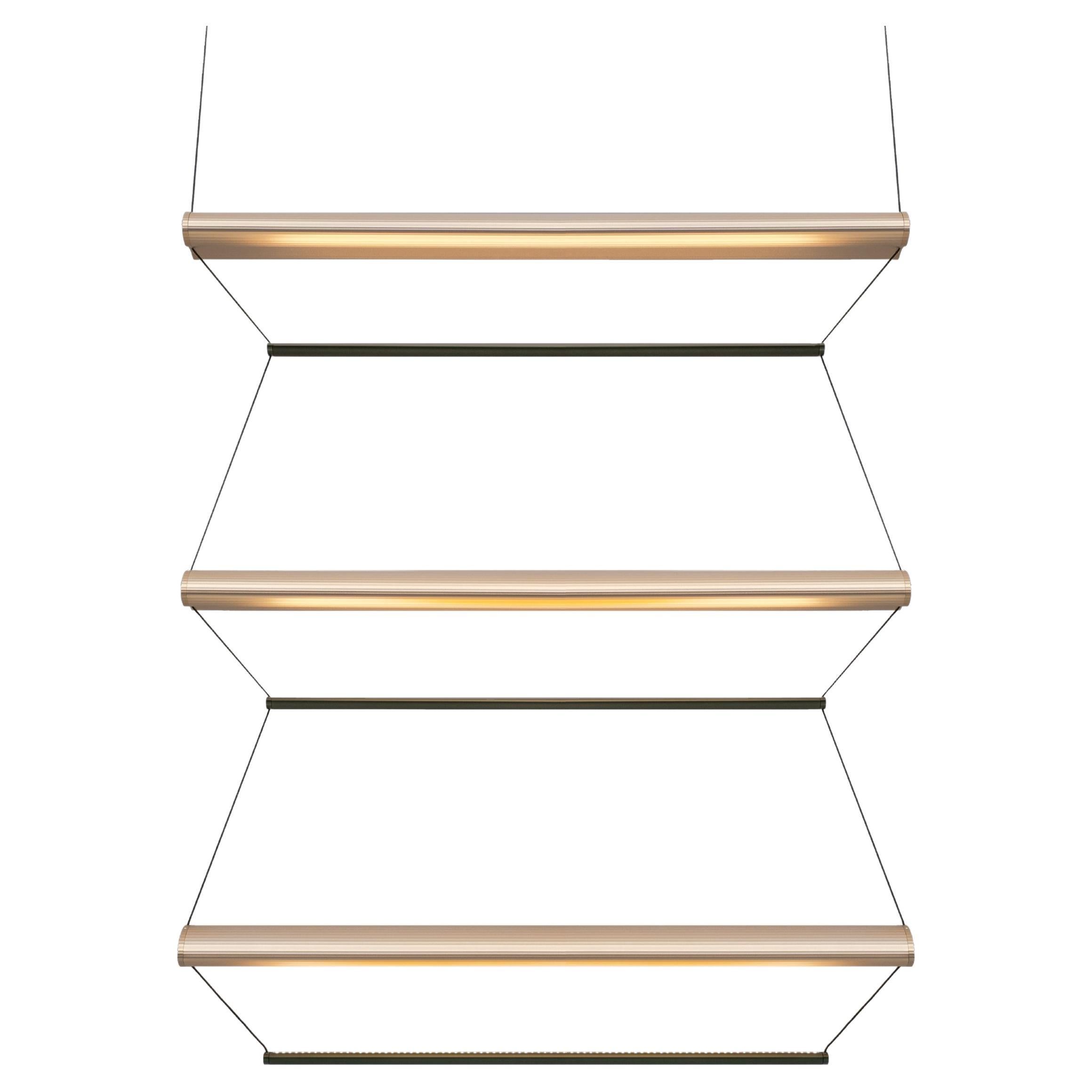 Contemporary Pendant Lamp 'Tier 3', 100, Vertical, Gold and Emerald by AND