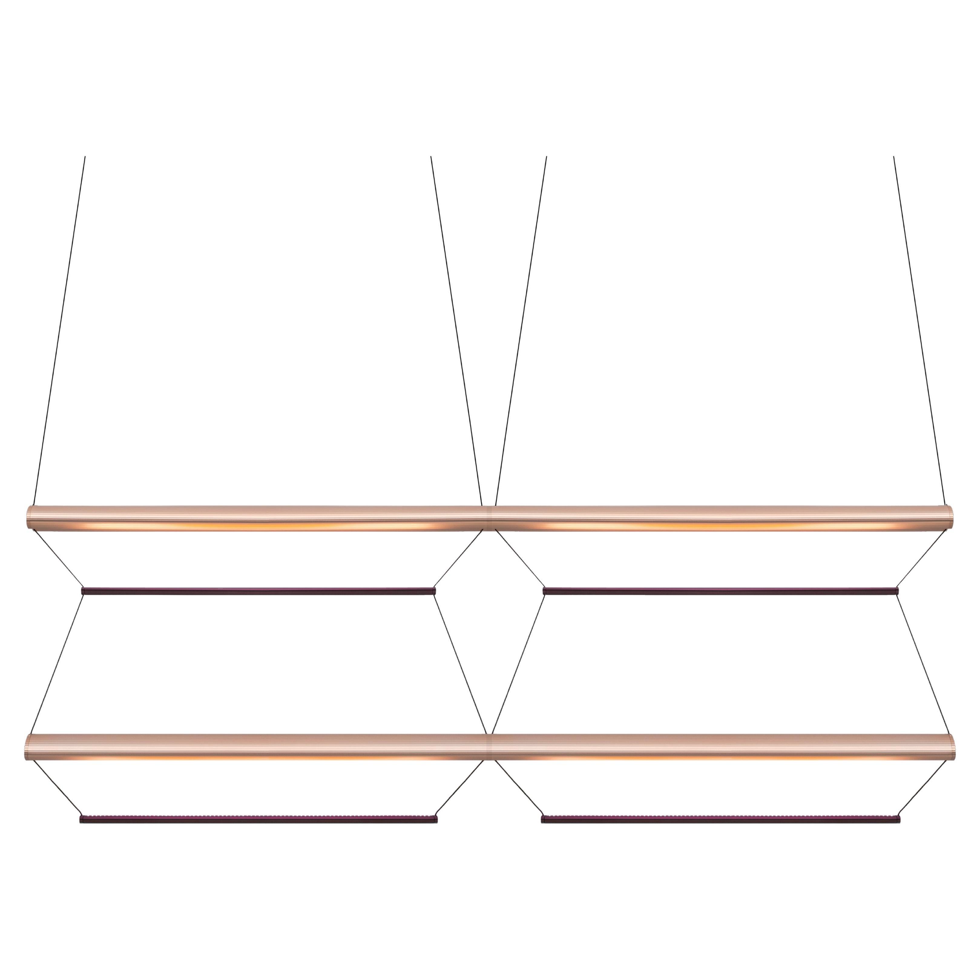 Contemporary Pendant Lamp 'Tier Grid 4', 100, Copper and Amethyst by AND