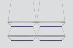 Zeitgenössische Pendelleuchte 'Tier Grid 4', 100, Silber und Saphir von AND