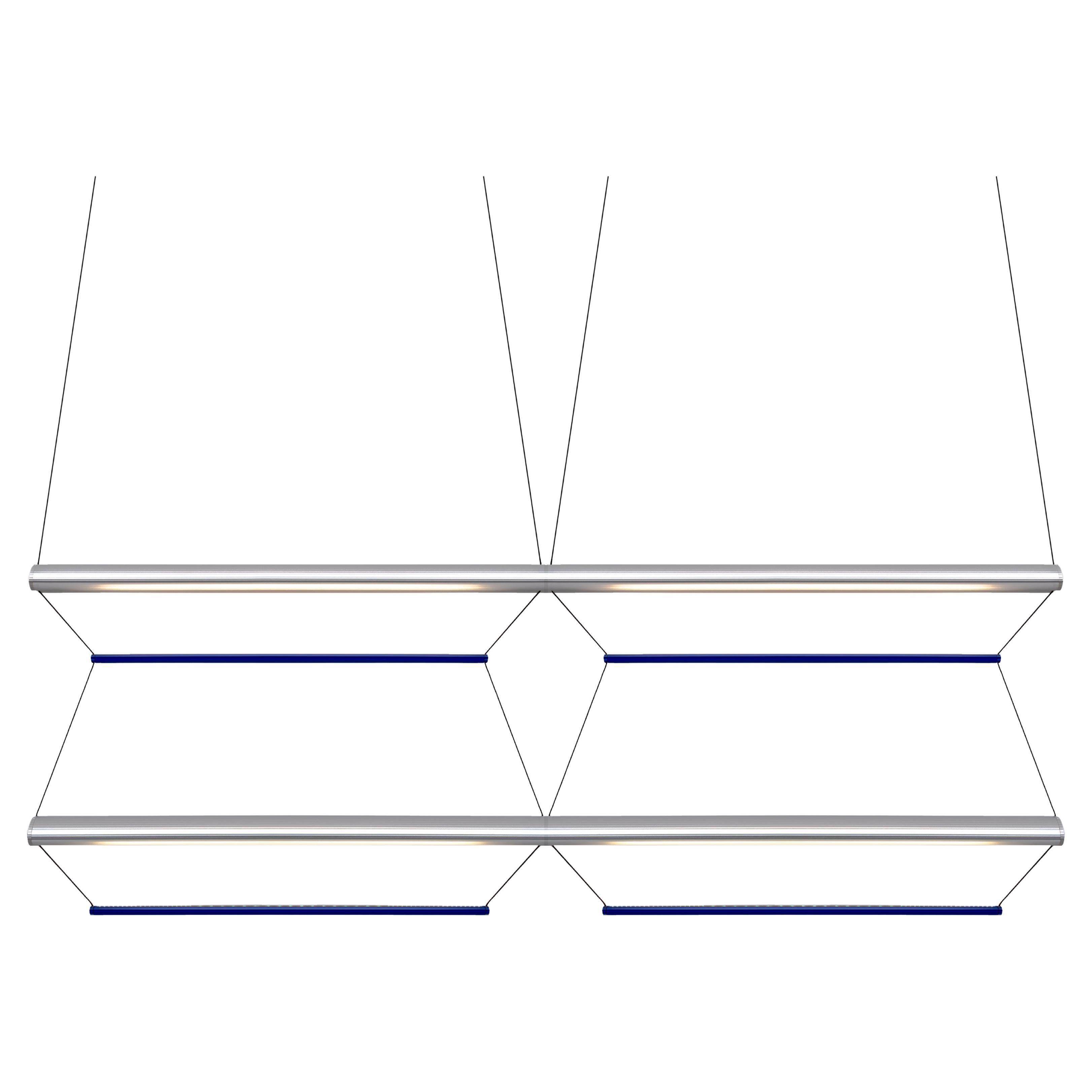 Contemporary Pendant Lamp 'Tier Grid 4', 100, Silver and Sapphire by AND