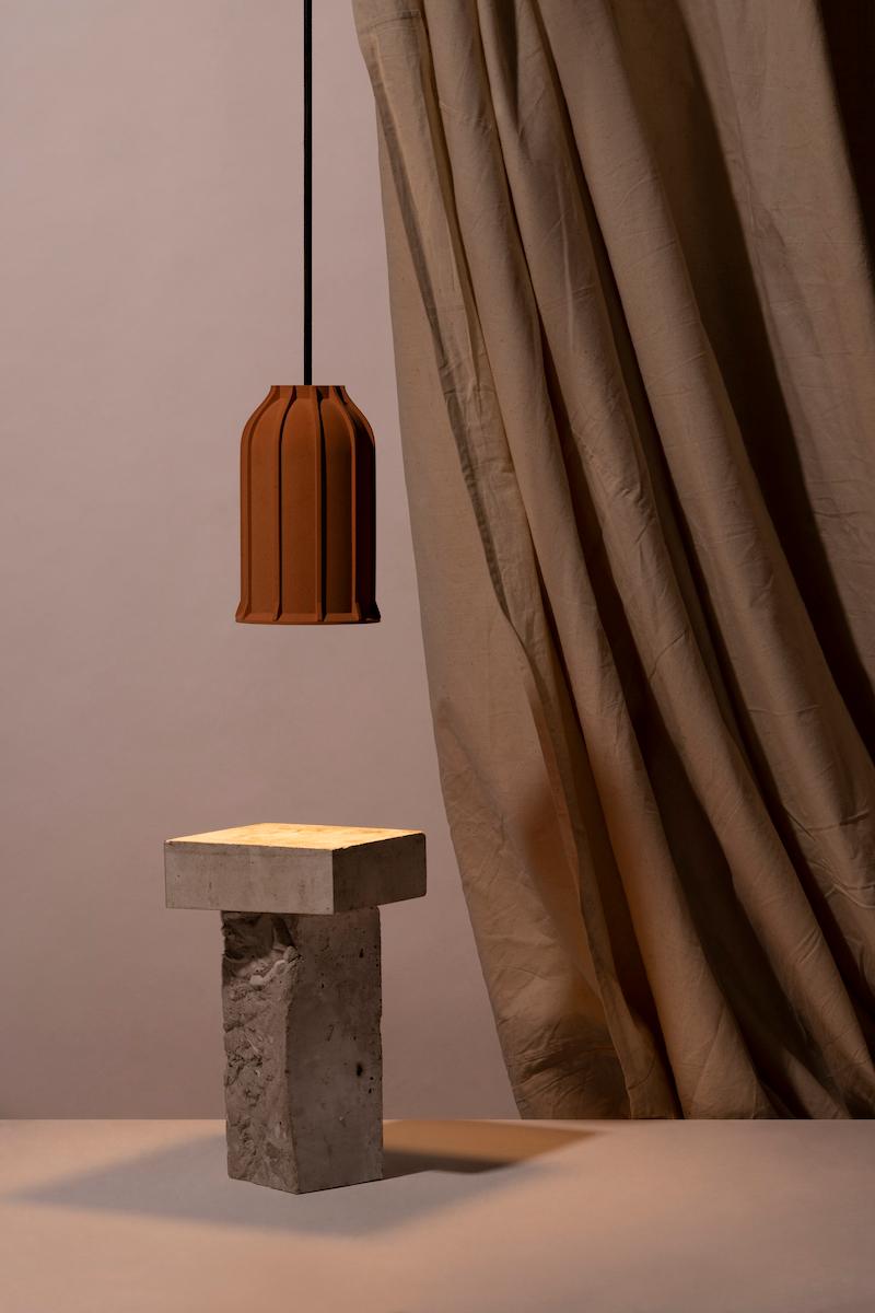 Contemporary Pendant Lamp 'U' in Terracotta, Brown For Sale 4