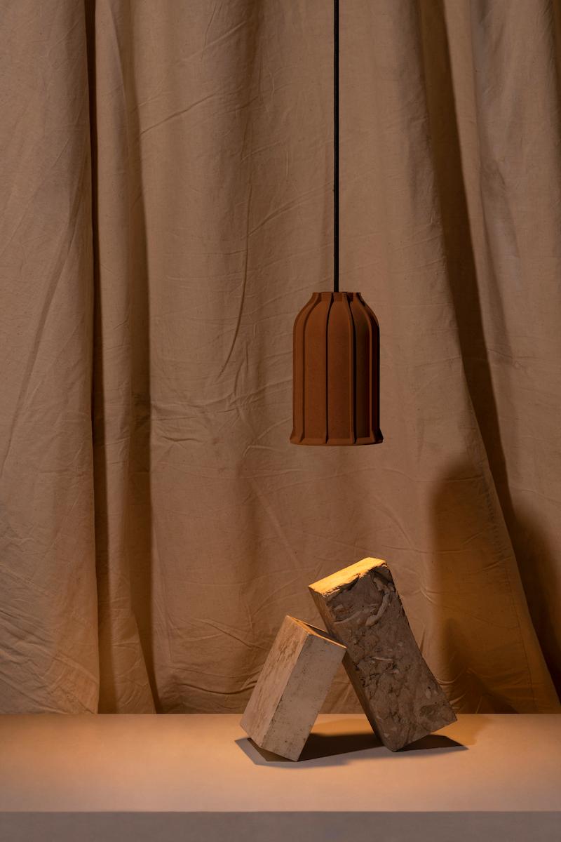Contemporary Pendant Lamp 'U' in Terracotta, Brown For Sale 5