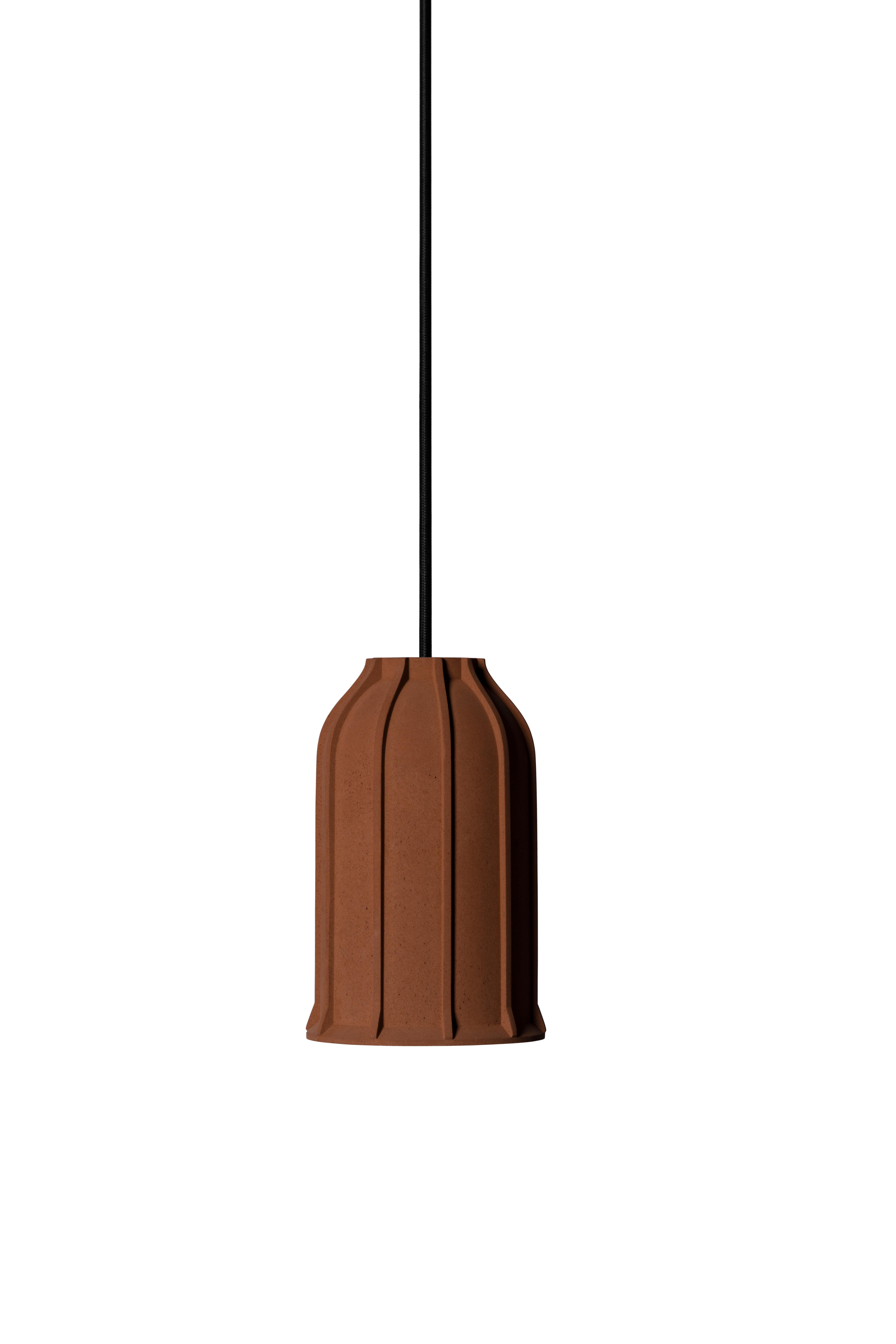 Chinese Contemporary Pendant Lamp 'U' in Terracotta, Brown For Sale