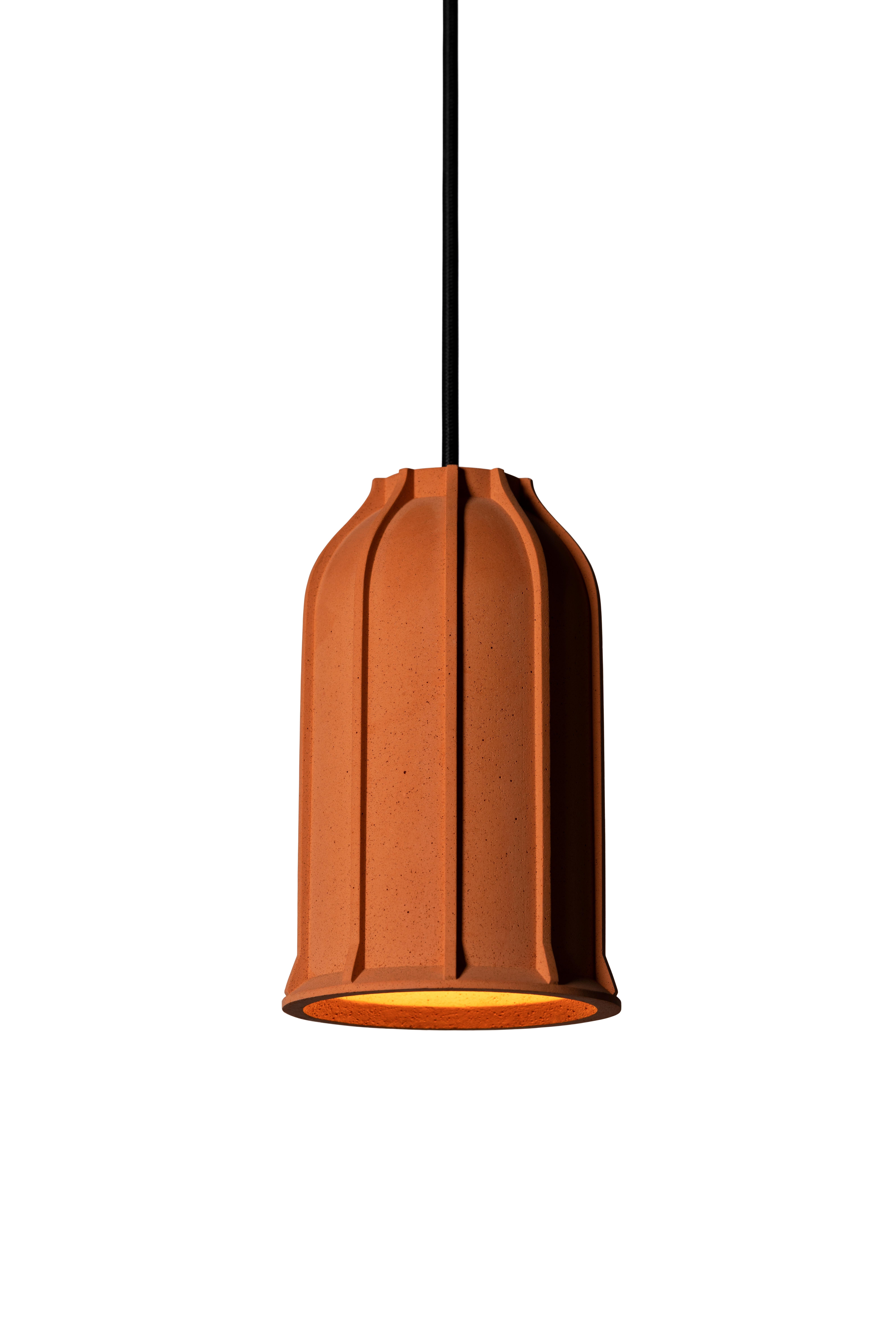 Contemporary Pendant Lamp 'U' in Terracotta, Brown For Sale 1