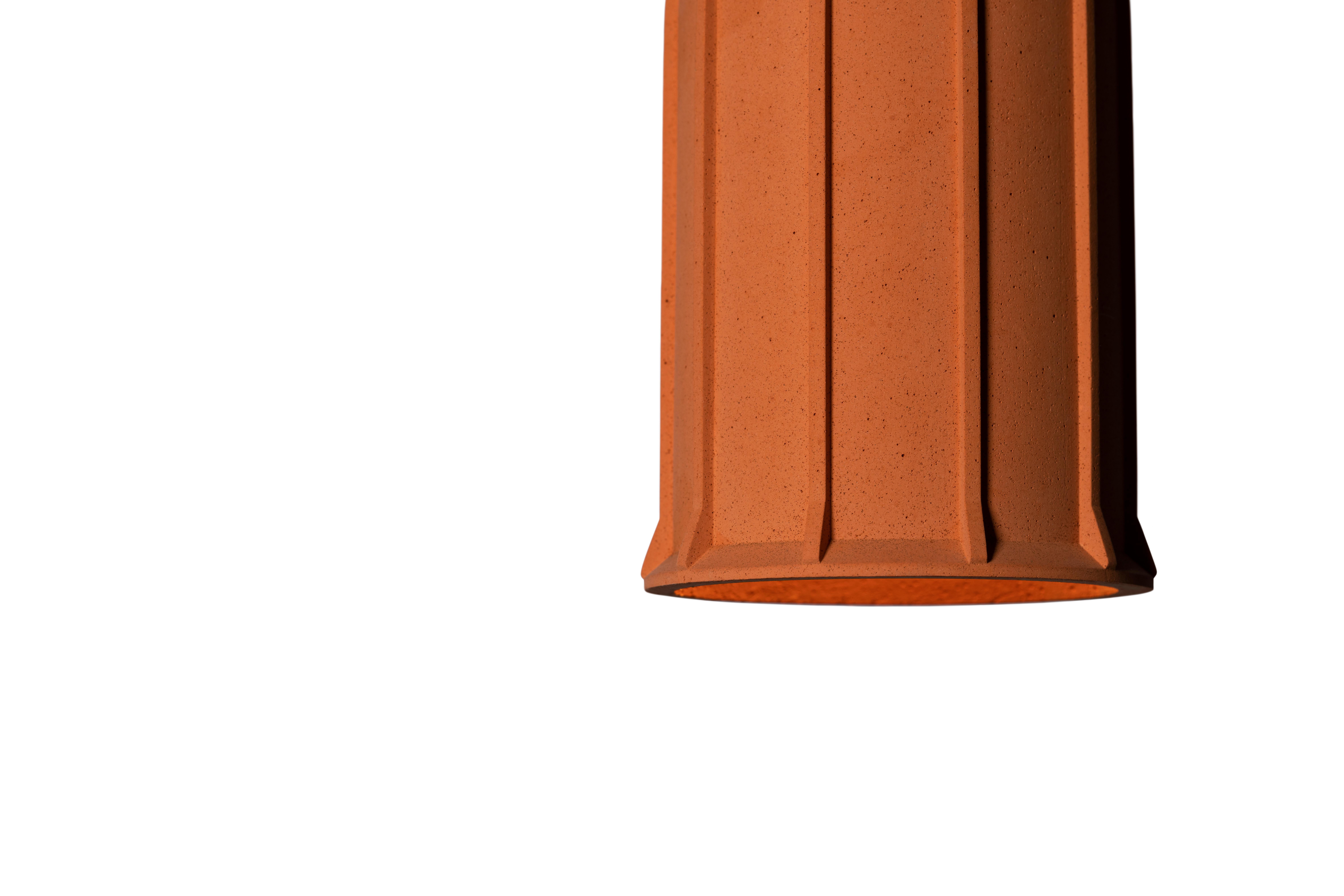 Contemporary Pendant Lamp 'U' in Terracotta, Brown For Sale 2