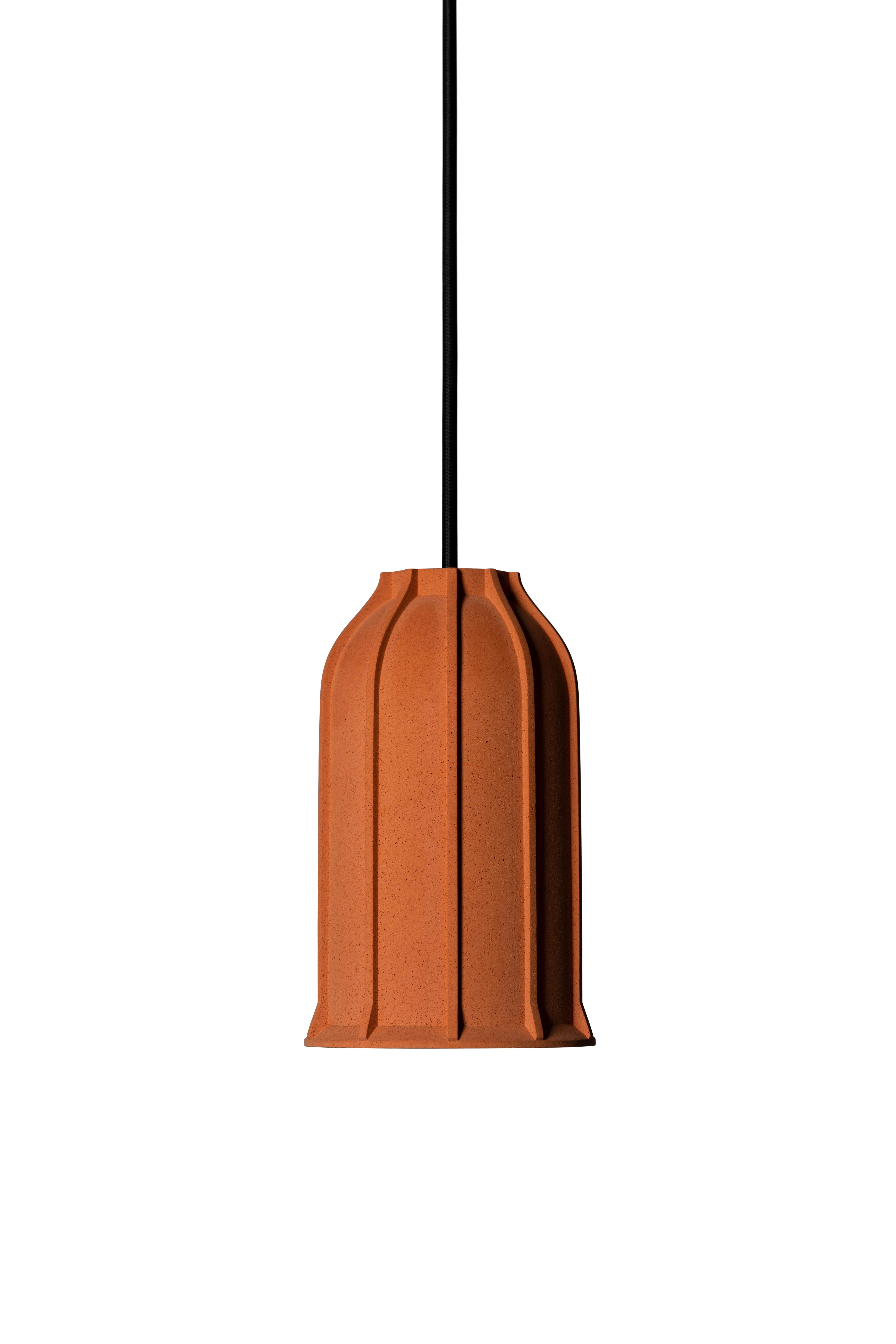 Industrial Contemporary Pendant Lamp 'U' in Terracotta, Orange For Sale