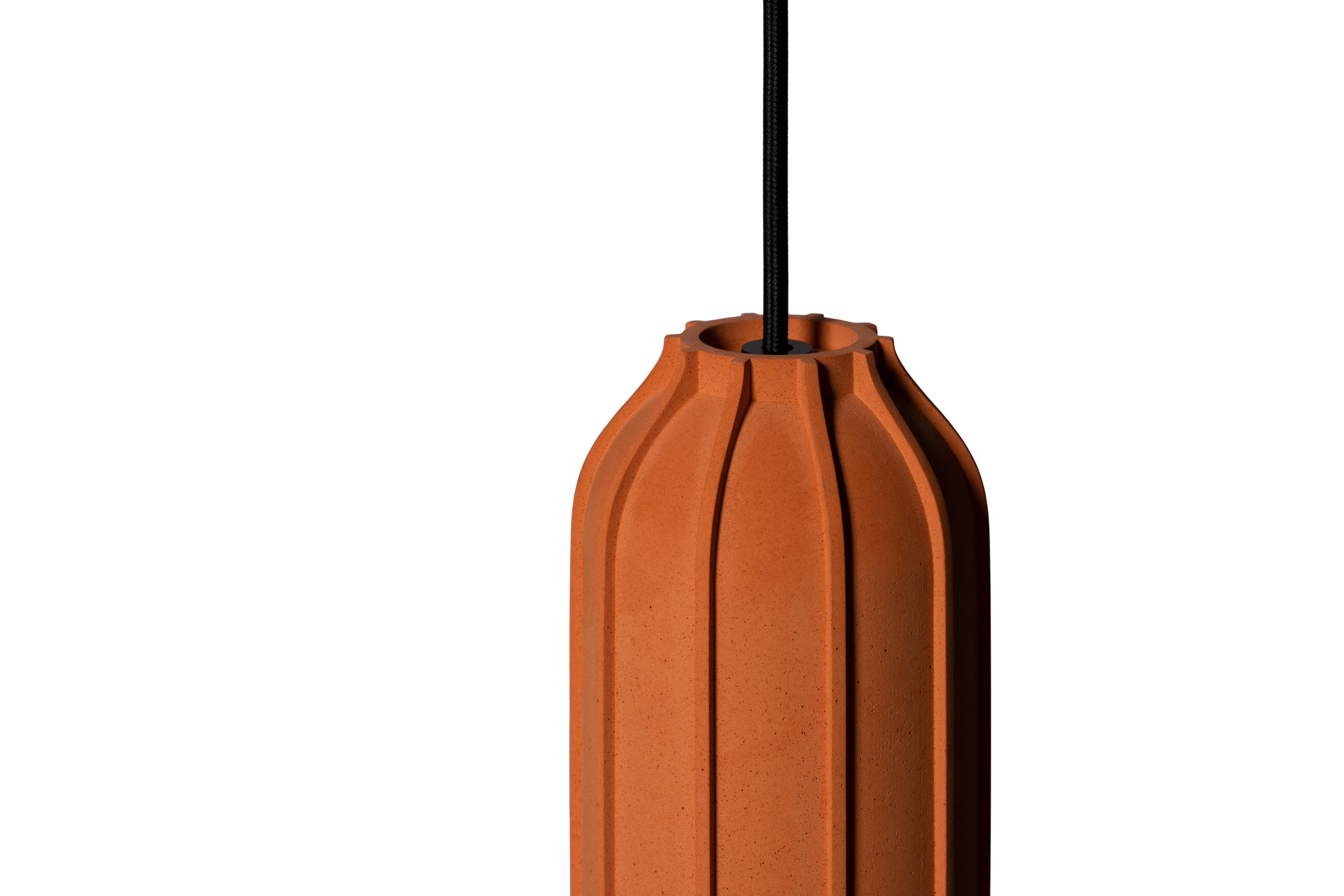 Chinese Contemporary Pendant Lamp 'U' in Terracotta, Orange For Sale