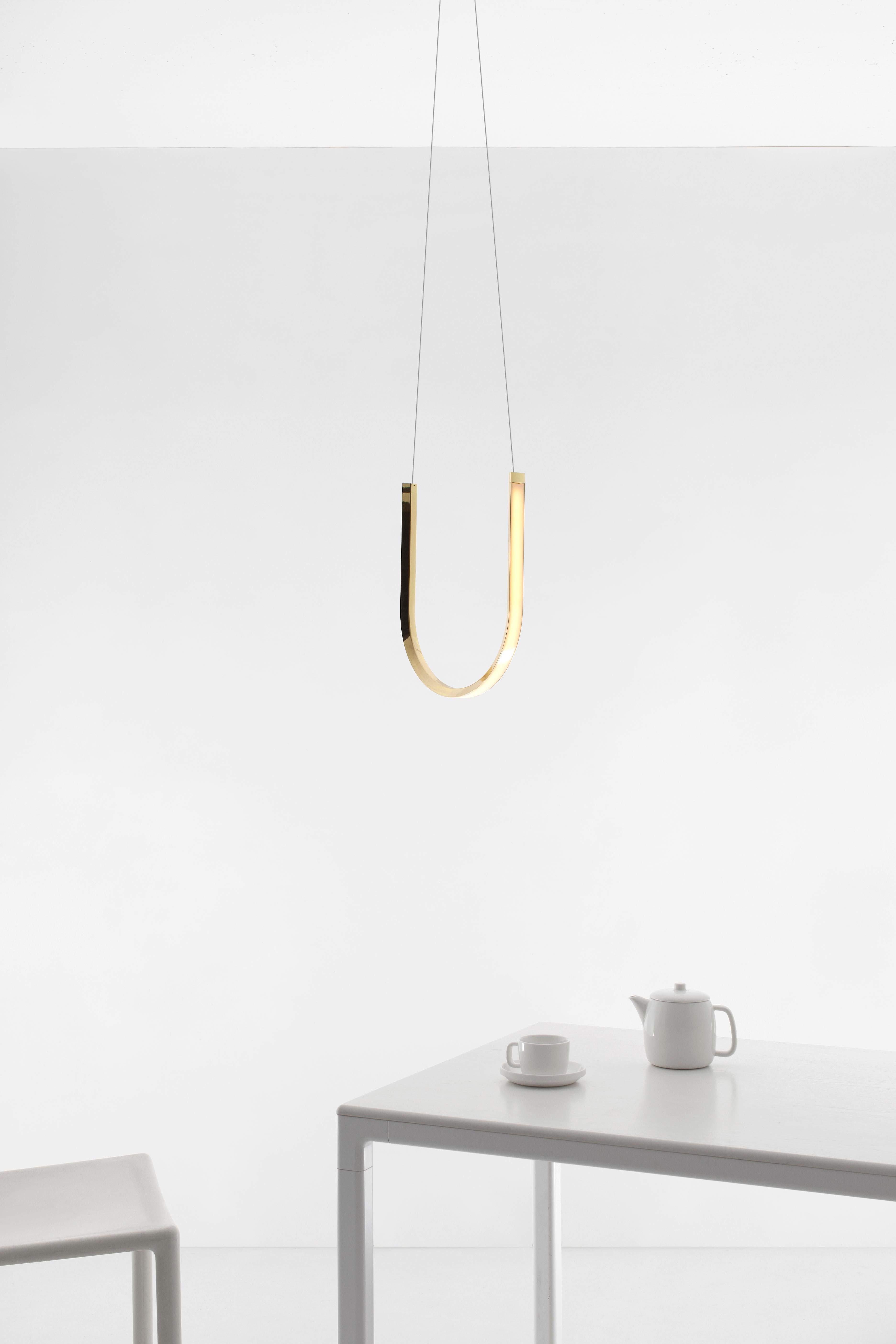 Minimalist Contemporary Pendant Lamp 'U1' Brass For Sale