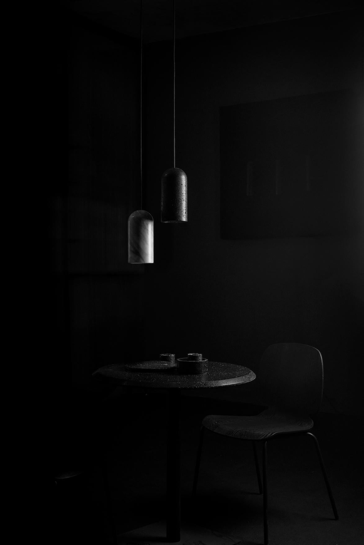 Chinese Contemporary Pendant Lamp 'U2' in Black Lava Stone For Sale