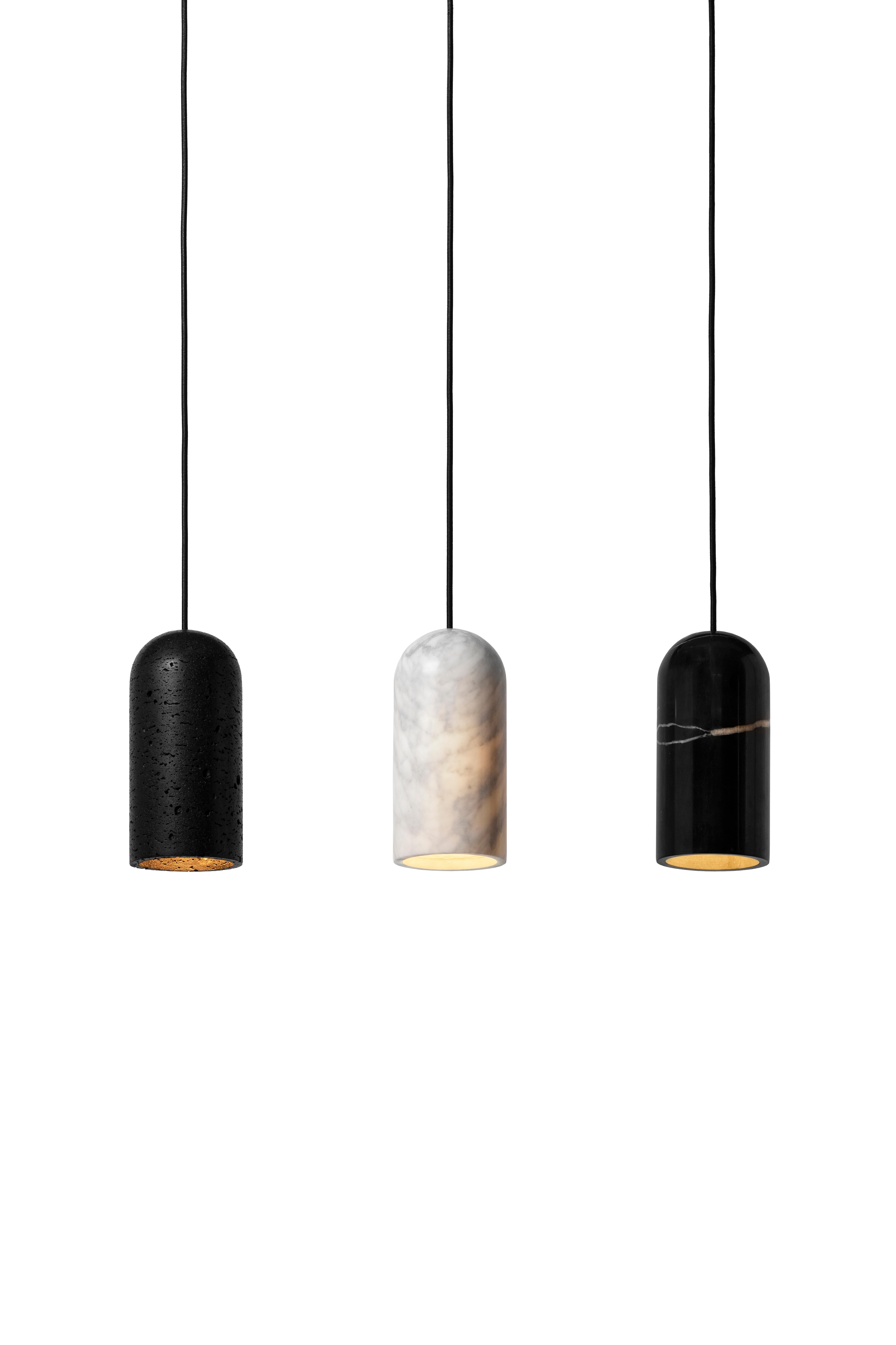 Contemporary Pendant Lamp 'U2' in Black Lava Stone In New Condition For Sale In Paris, FR