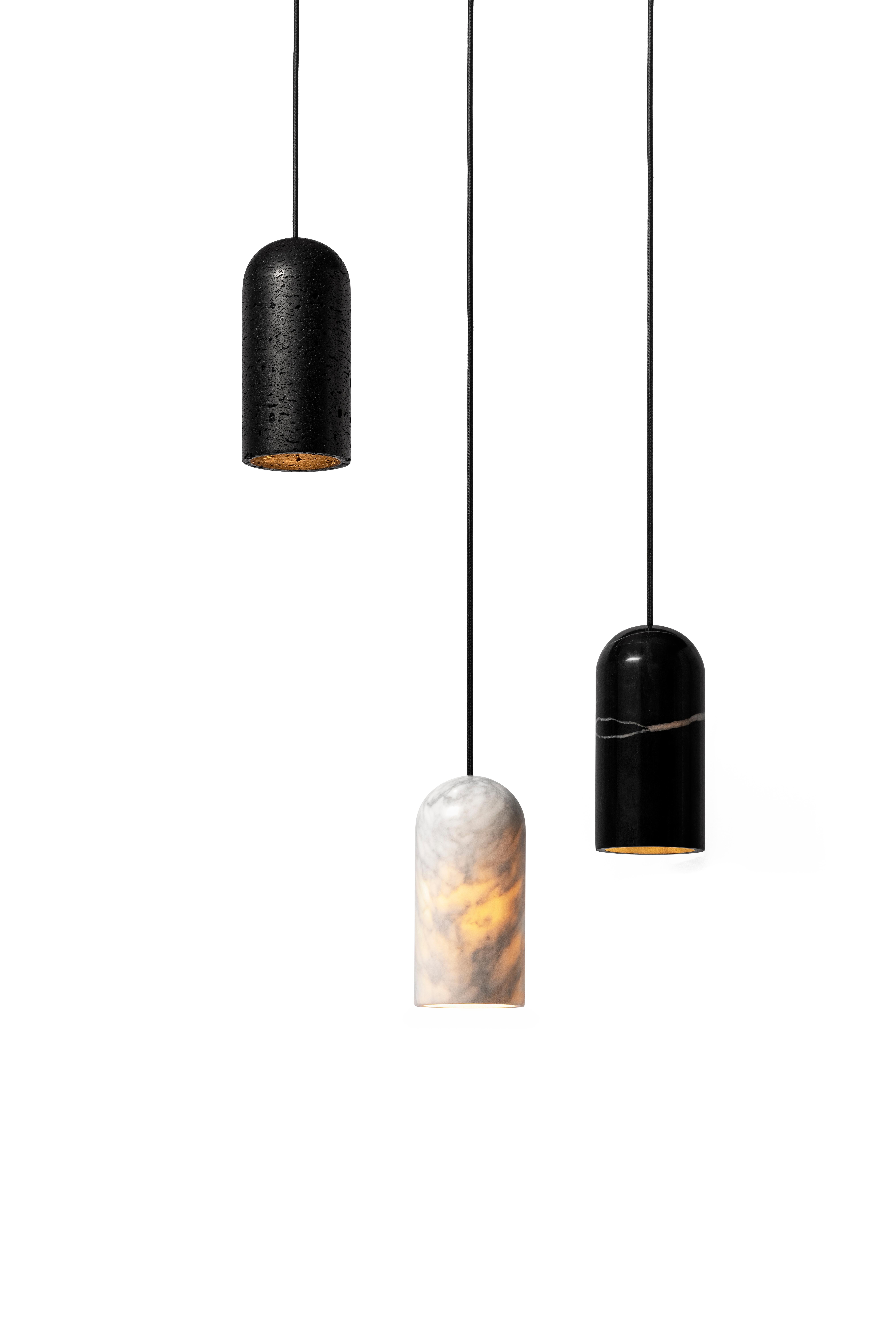 Contemporary Pendant Lamp 'U2' in Black Marble In New Condition For Sale In Paris, FR