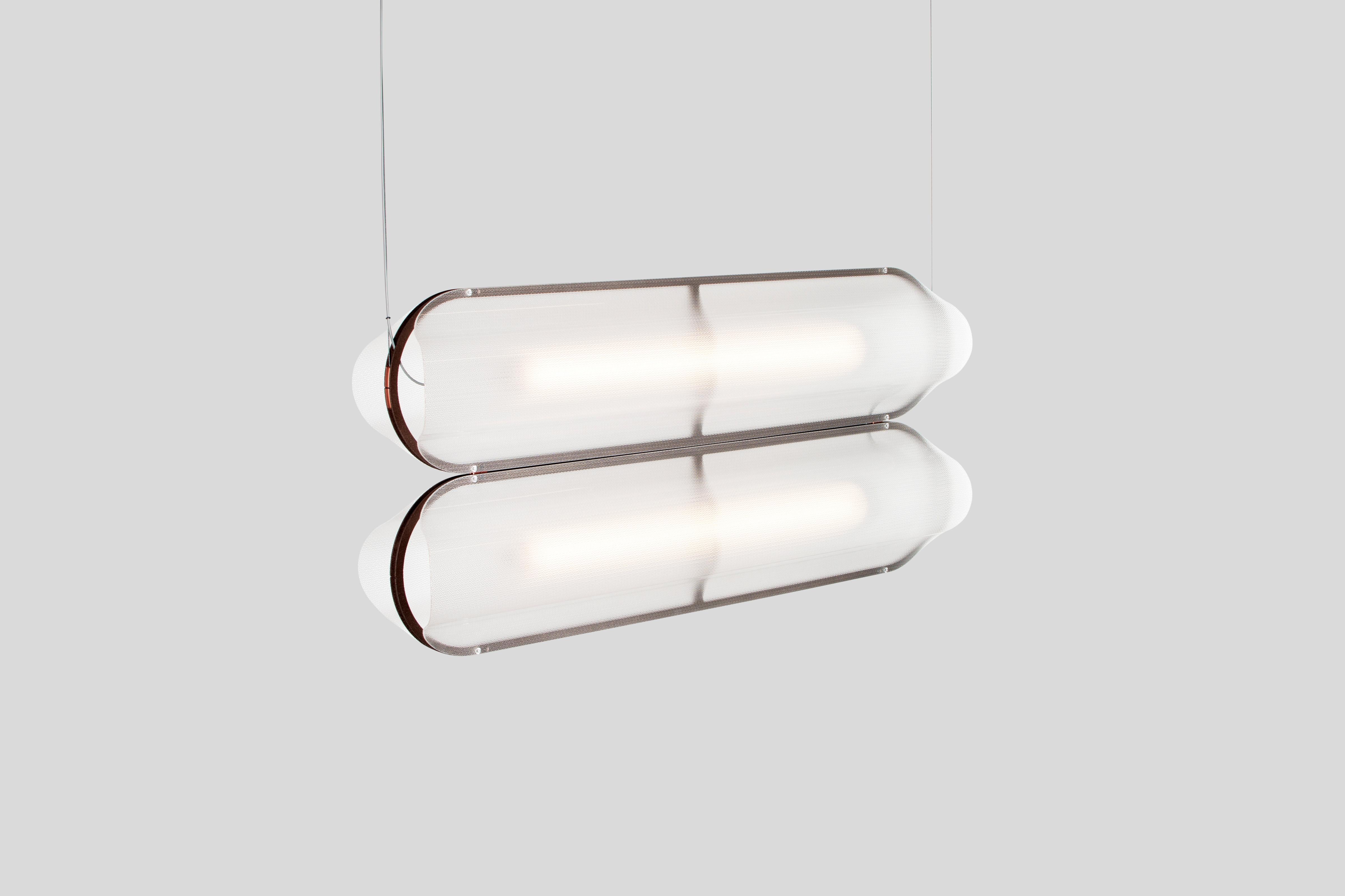 Aluminum Contemporary Pendant Lamp VALE, Horizontal 2-Top For Sale