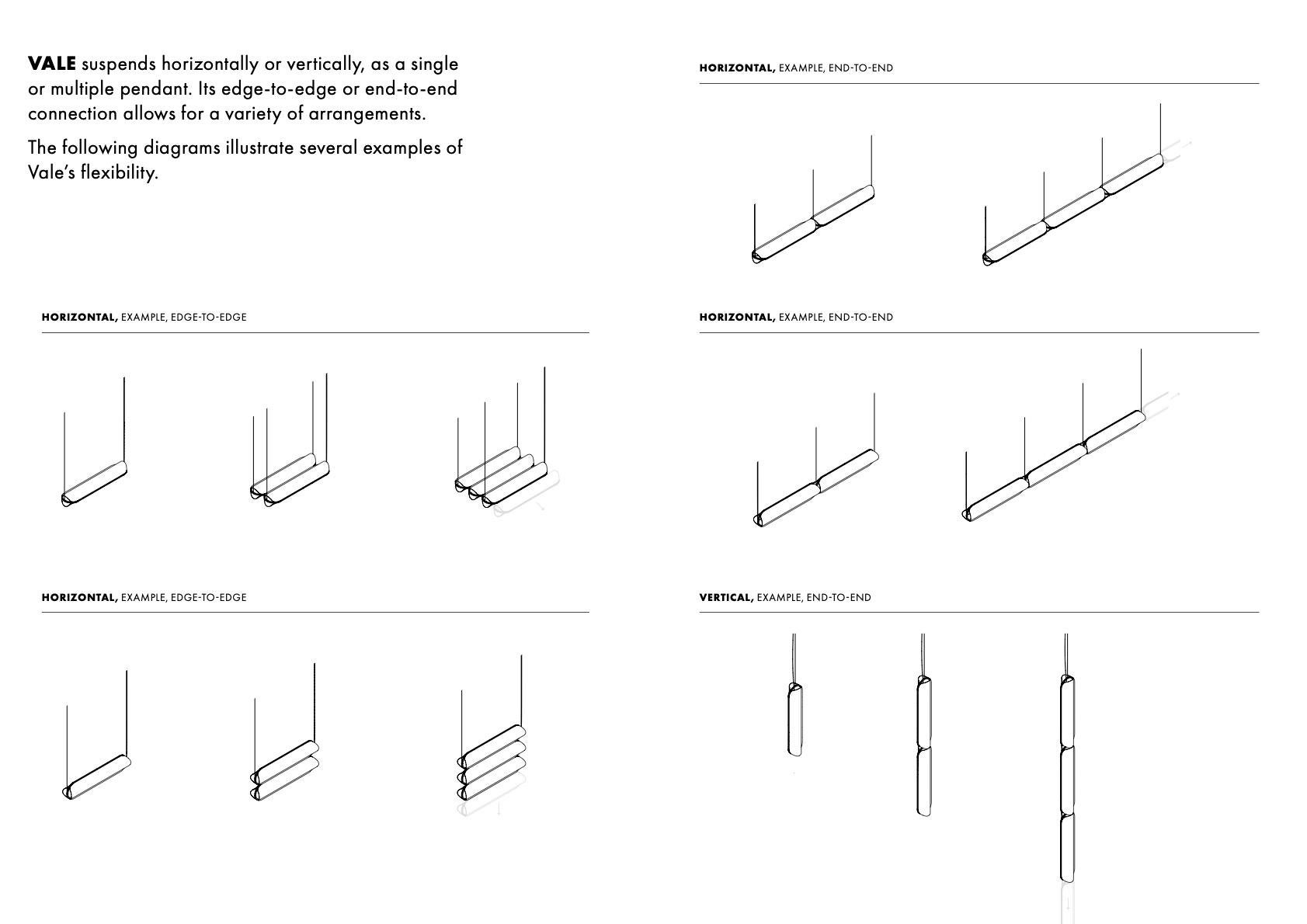 Lámpara Colgante Contemporánea VALE, Horizontal 2-Top Aluminio en venta