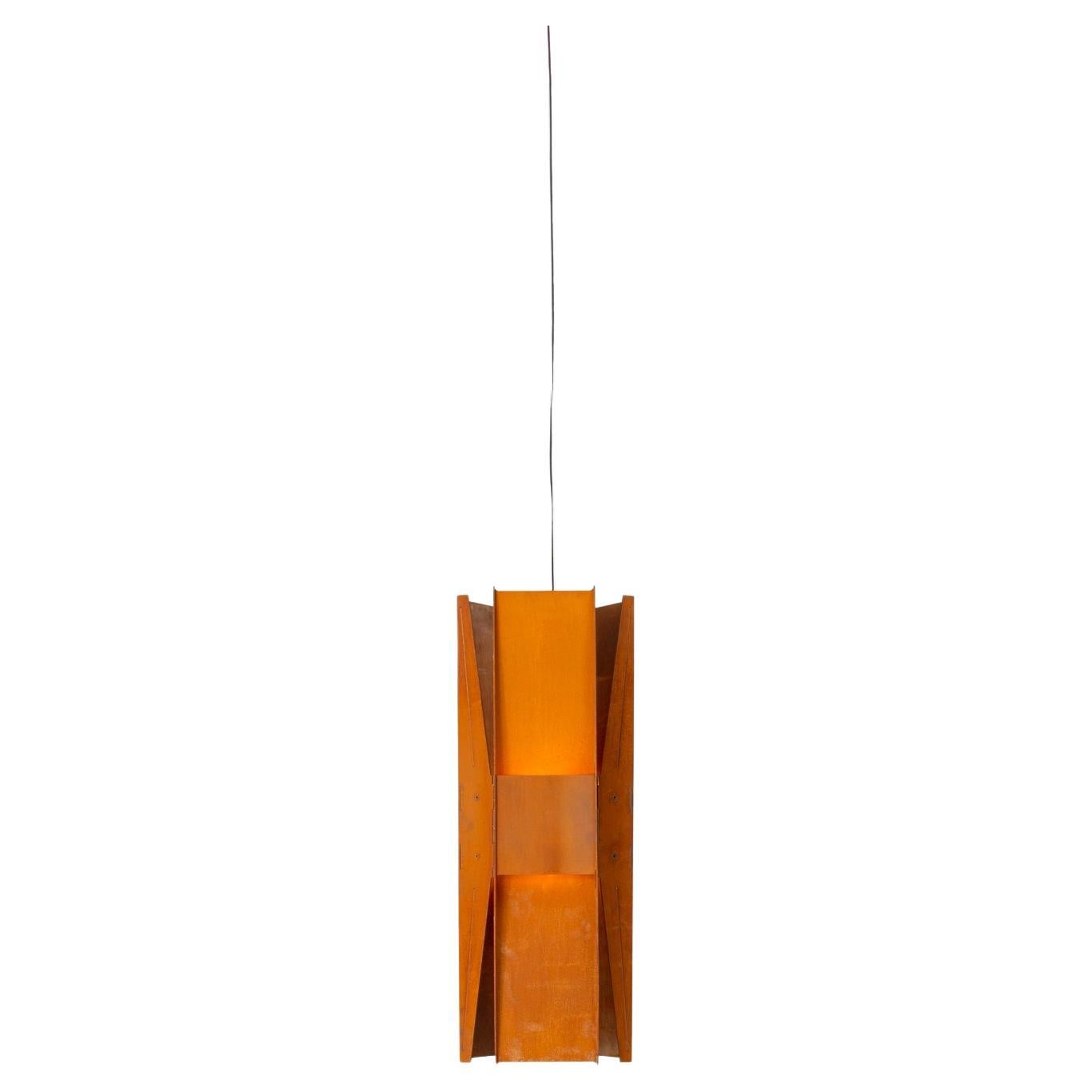 Contemporary Pendant Lamp 'Vector 3' by A-N-D, Weathered Steel