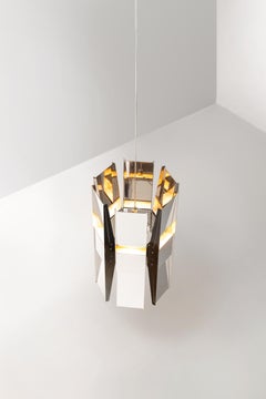 Contemporary Pendelleuchte 'Vector 6' von A-N-D, Stahl poliert