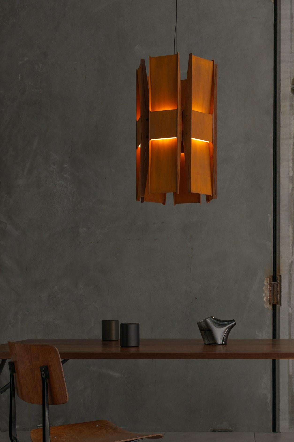 Contemporary Pendant Lamp 'Vector 6' by A-N-D, Weathered Steel For Sale 3