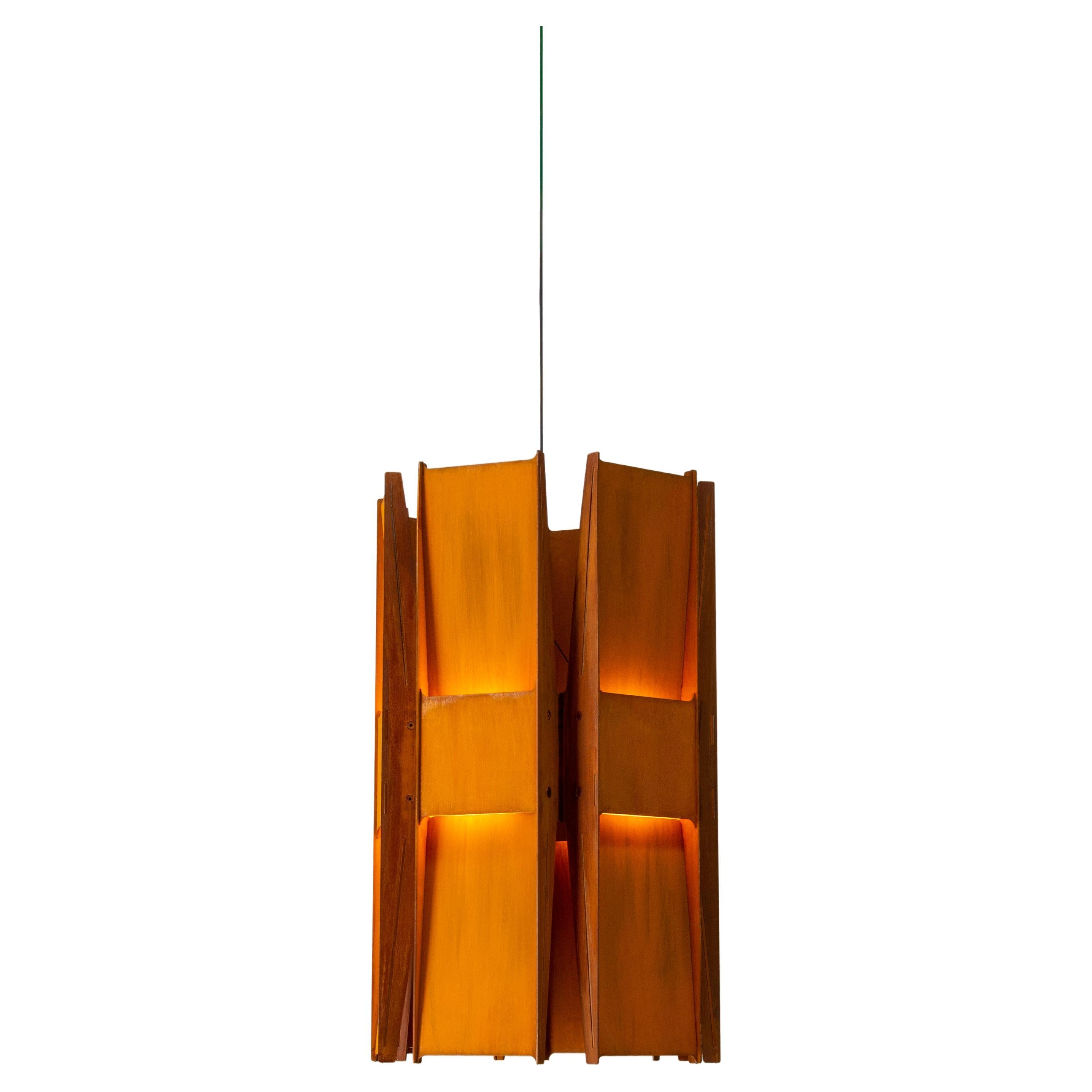 Contemporary Pendant Lamp 'Vector 6' by A-N-D, Weathered Steel For Sale
