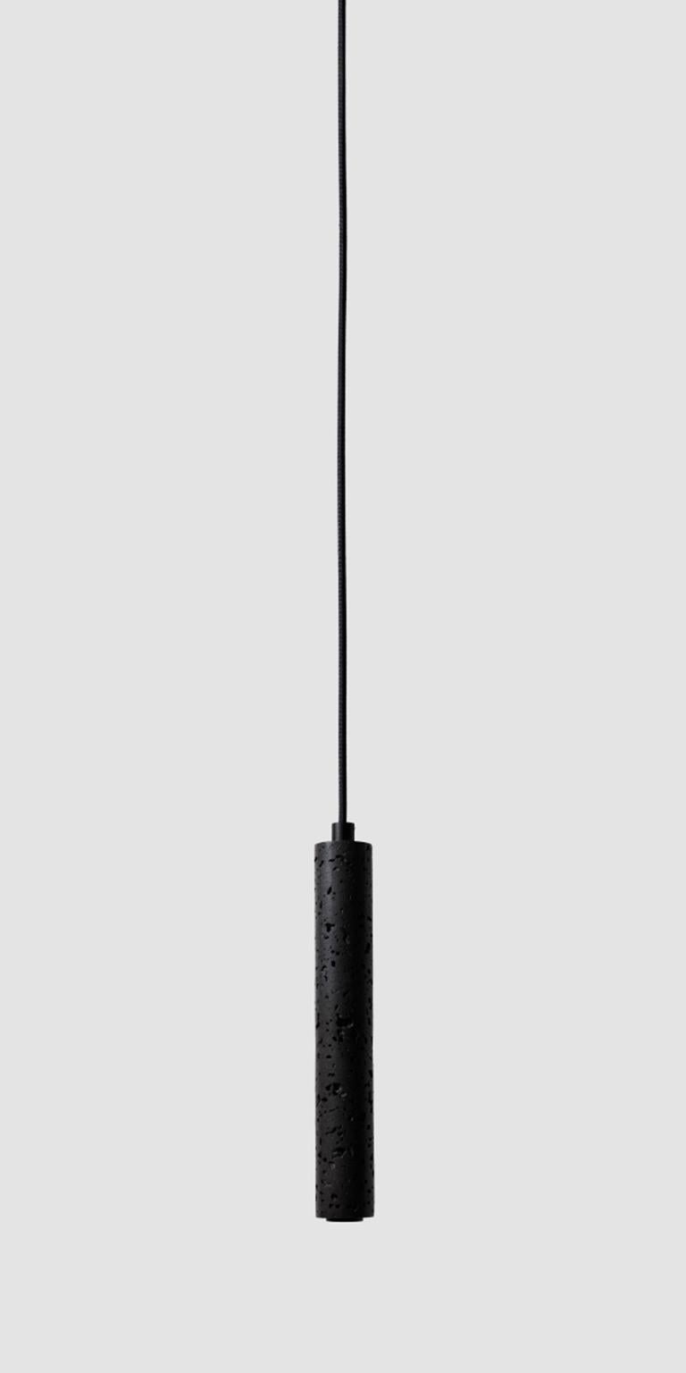 Industrial Contemporary Pendant Lamps 'Bang' in Black Lava Stone For Sale