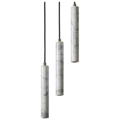 Contemporary Pendant Lamps 'Bang' in White Marble
