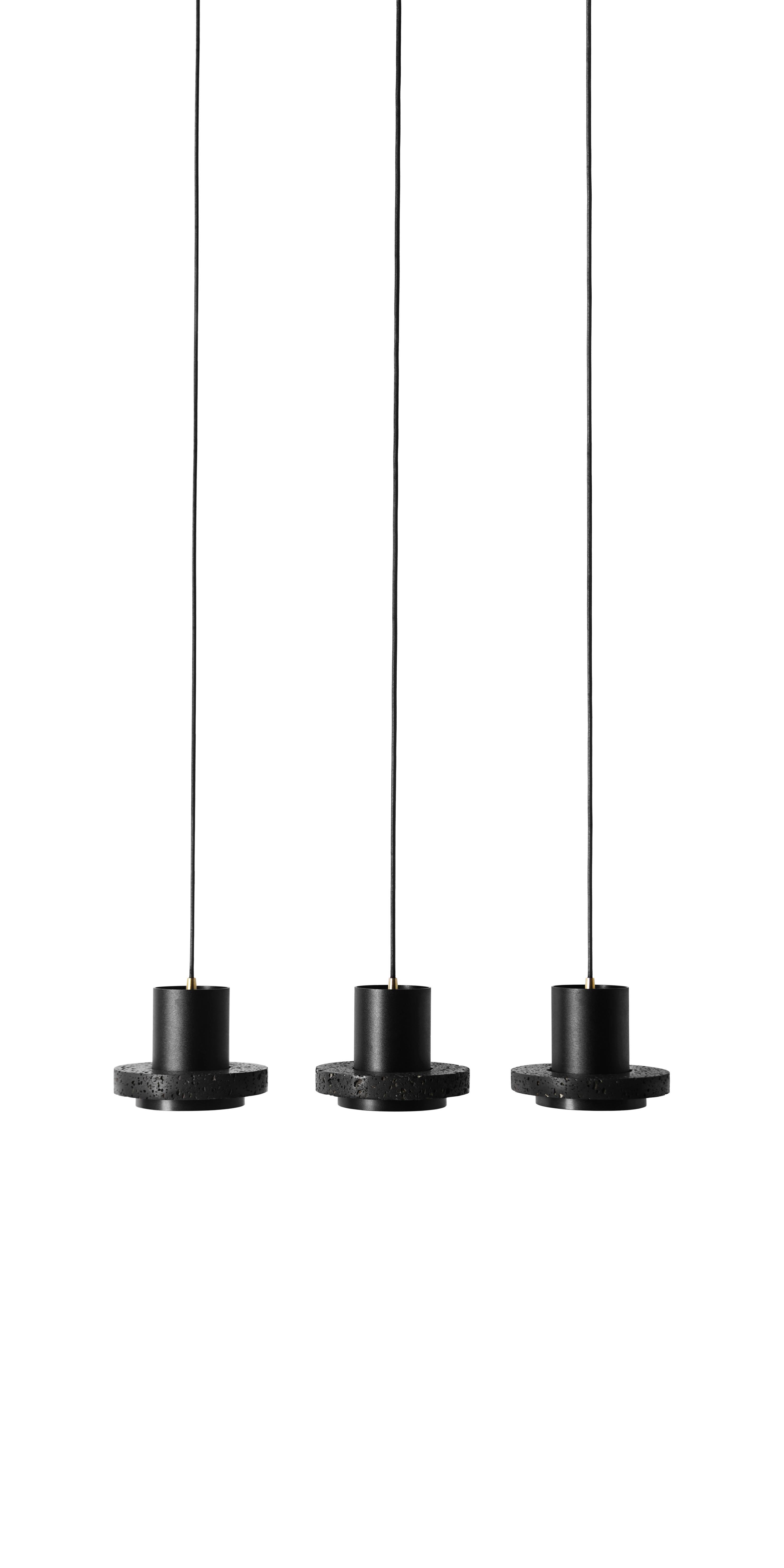 Contemporary Pendant Lamps 'Calm' in Black Lava Stone 'Large' For Sale 2
