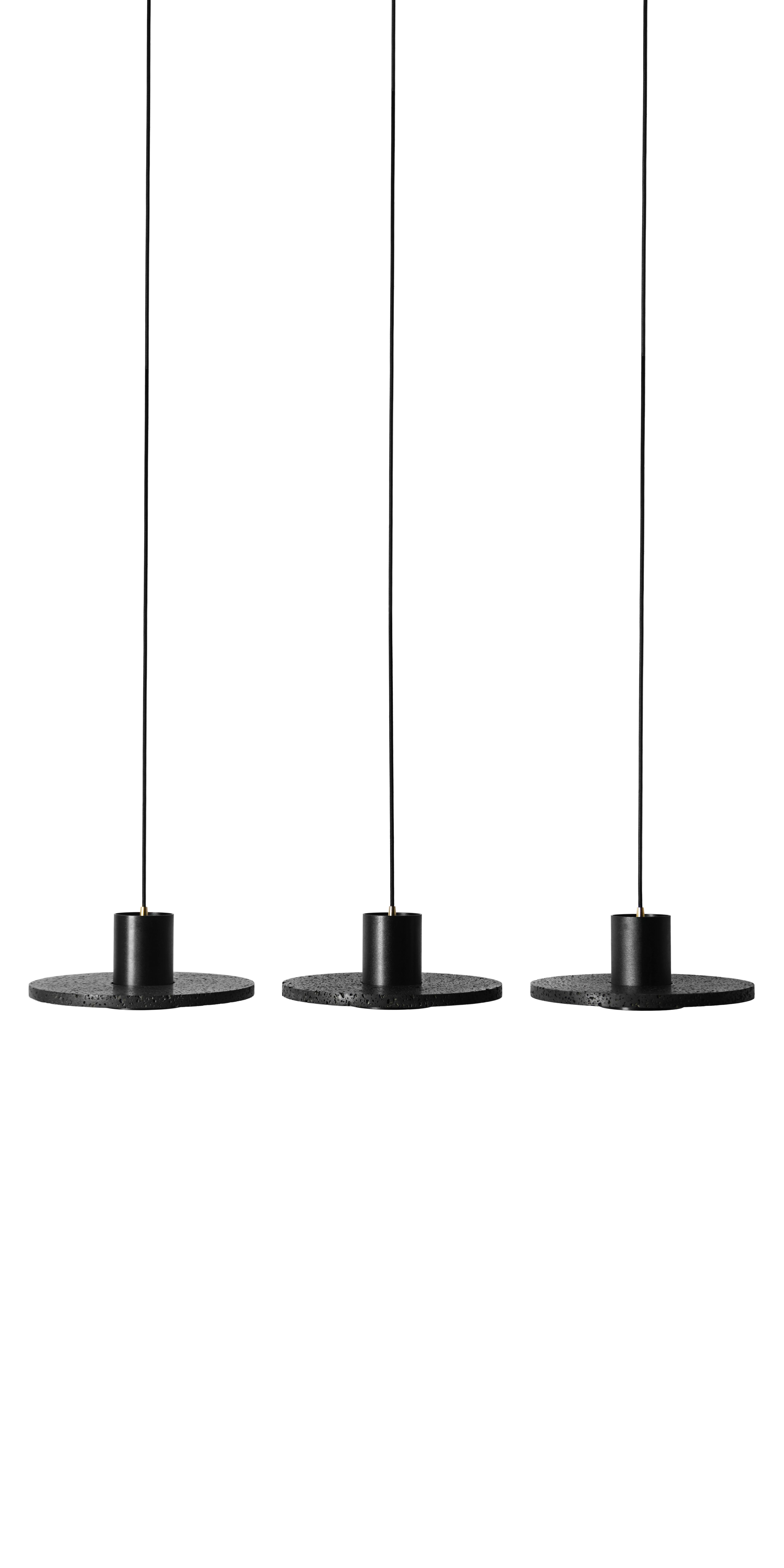 Contemporary Pendant Lamps 'Calm' in Black Lava Stone 'medium' For Sale 3